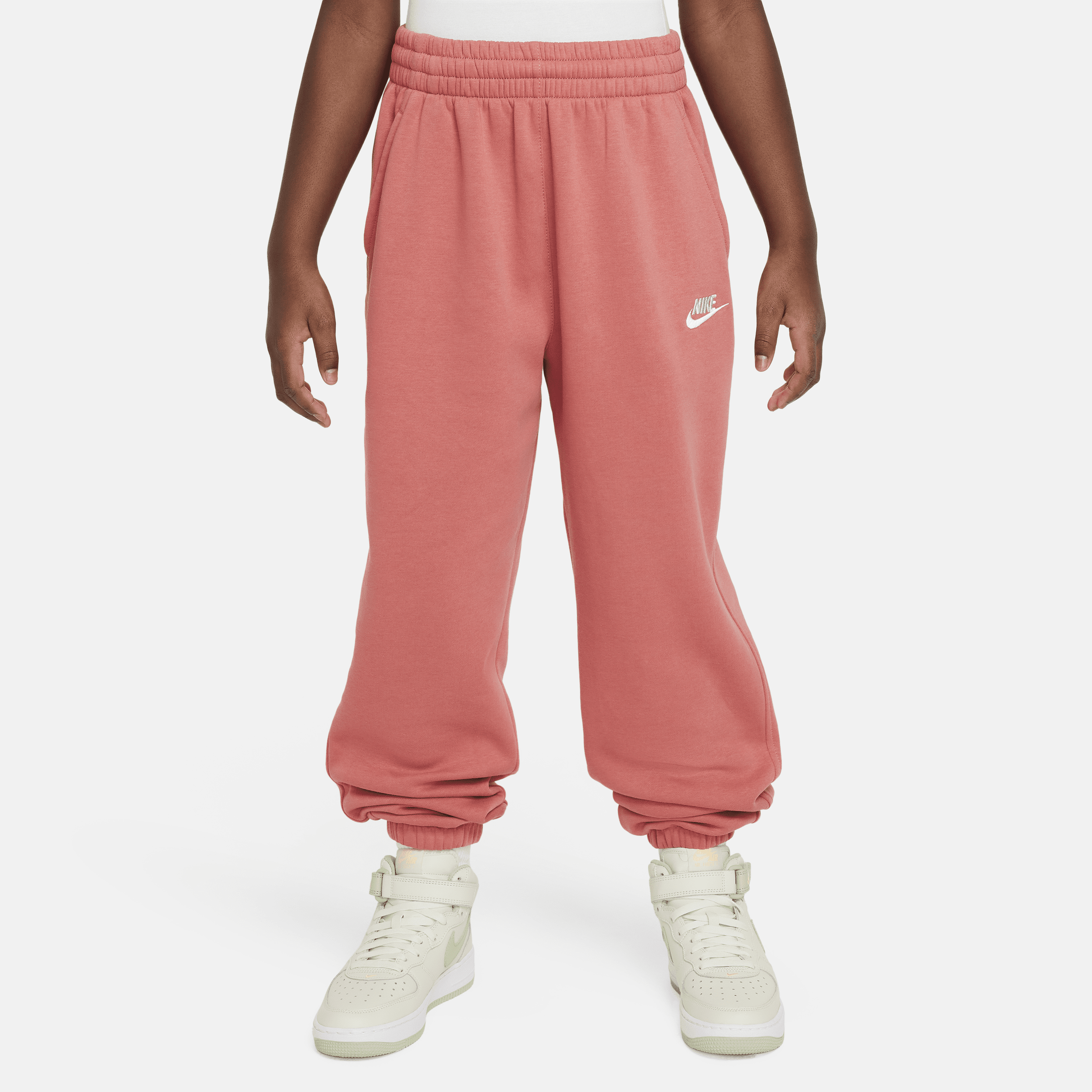 Shop Nike Sportswear Club Fleece Big Kids' (girls') Loose Pants In Red