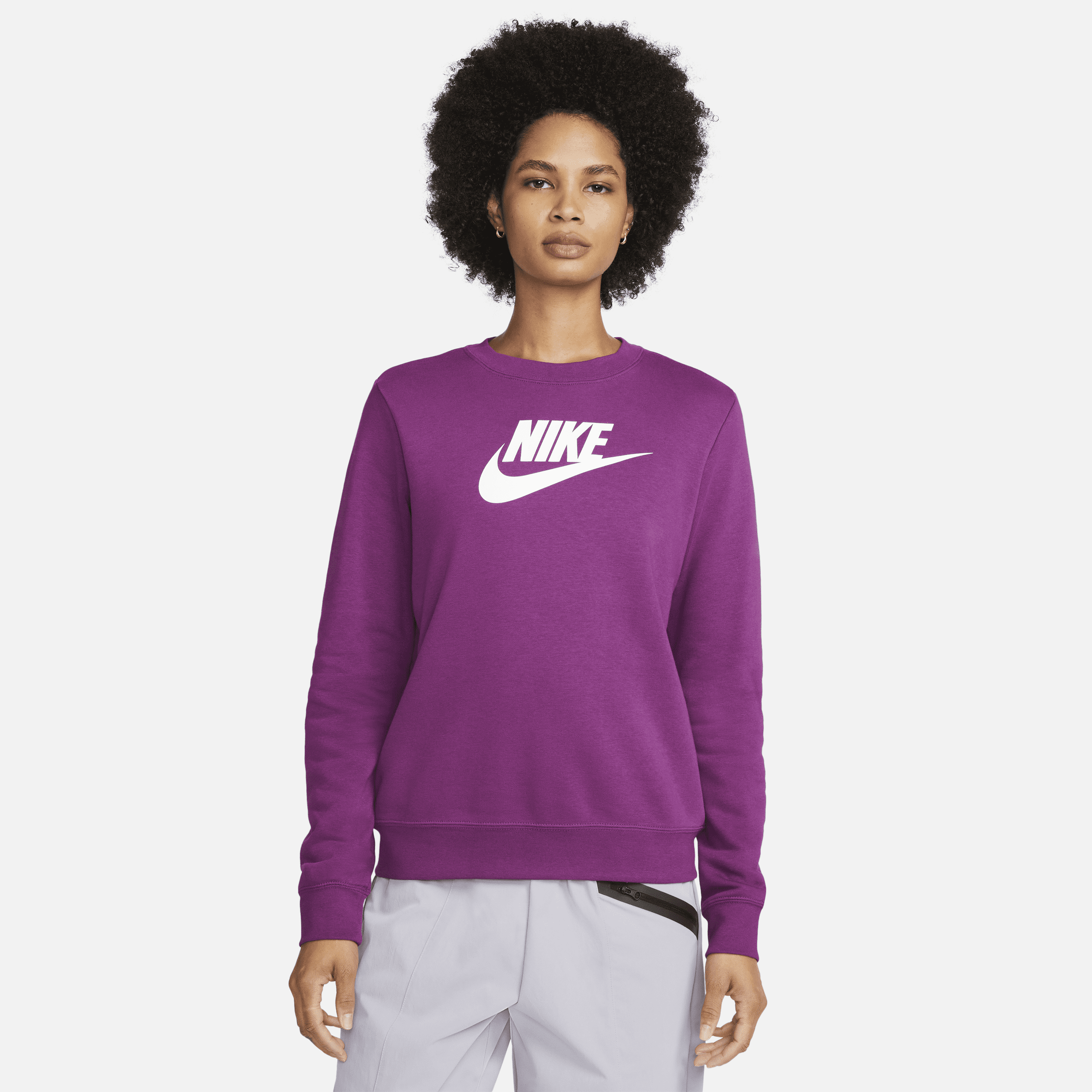 Nike Women's  Sportswear Club Fleece Logo Crew-neck Sweatshirt In Purple