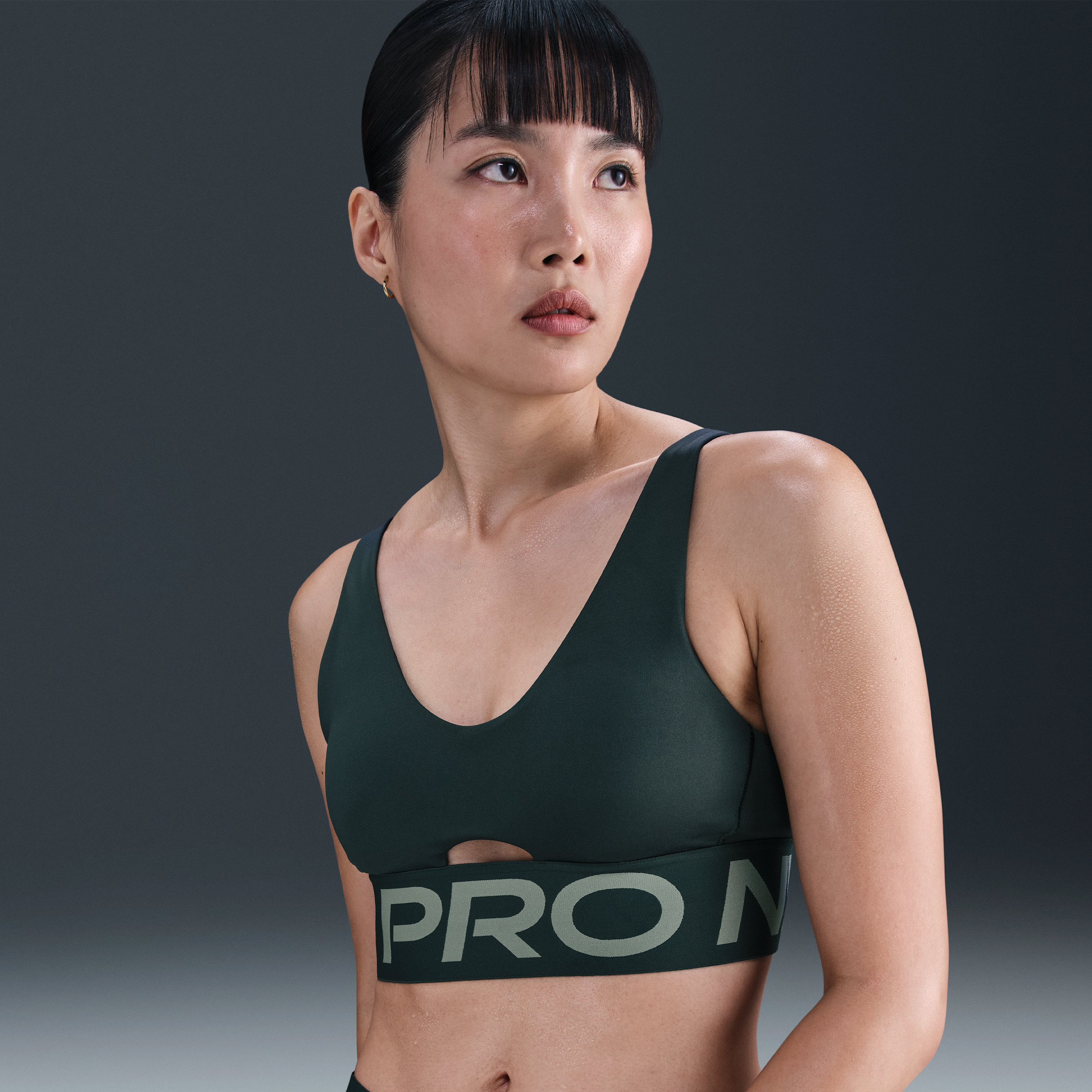 Nike Women's  Pro Indy Plunge Medium-support Padded Sports Bra In Green