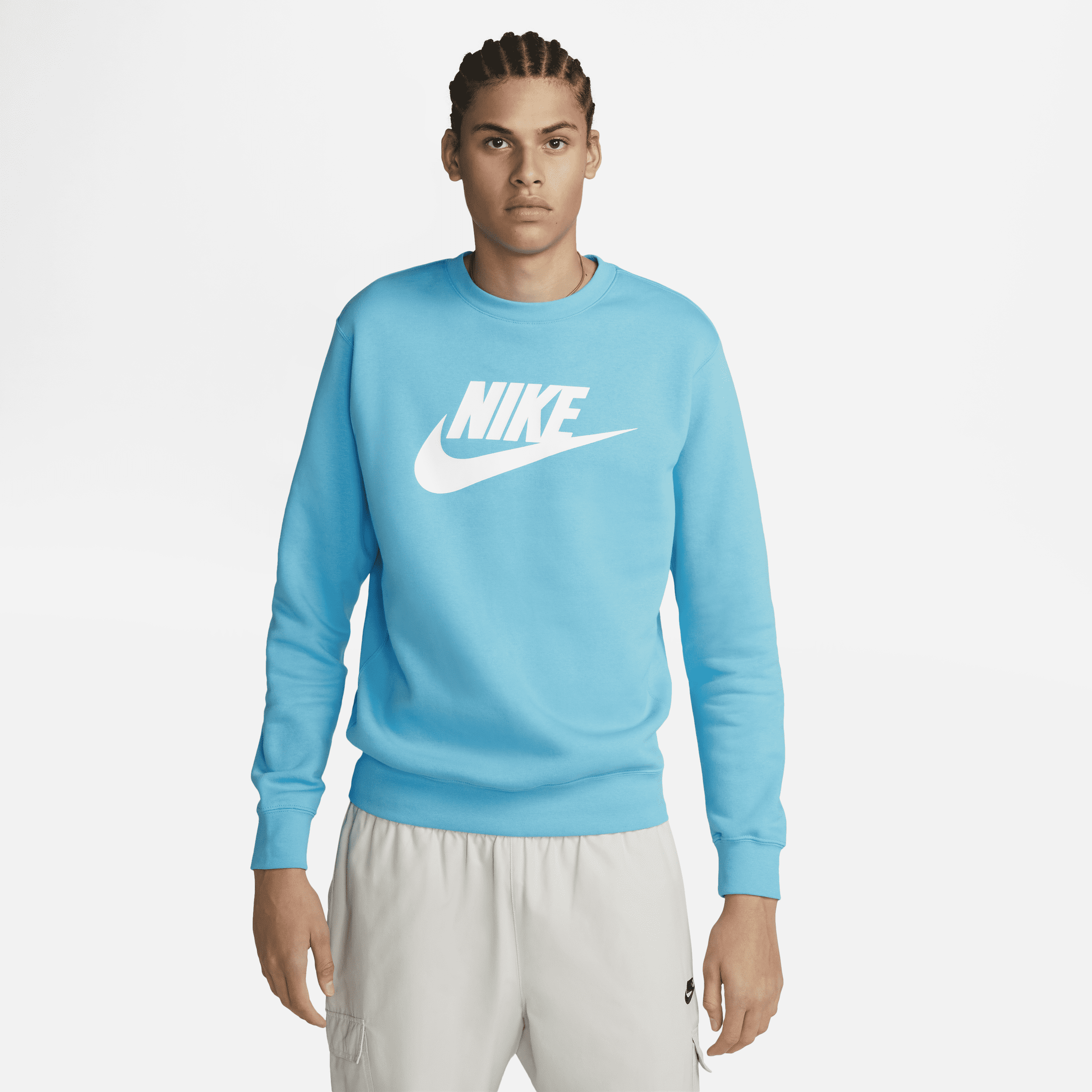 Nike Men's  Sportswear Club Fleece Graphic Crew In Blue