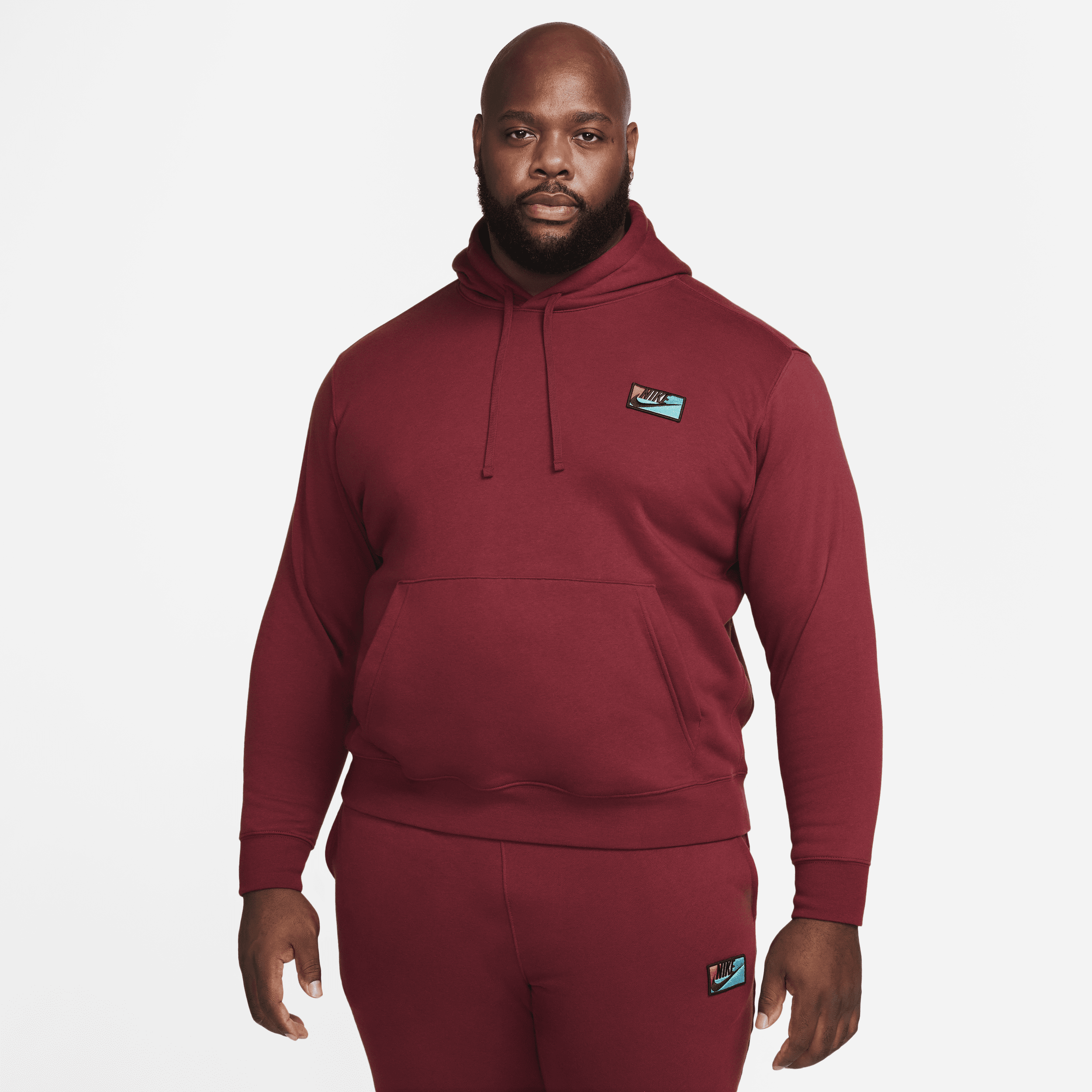 Nike Men's Club Fleece Patch Pullover Hoodie In Red