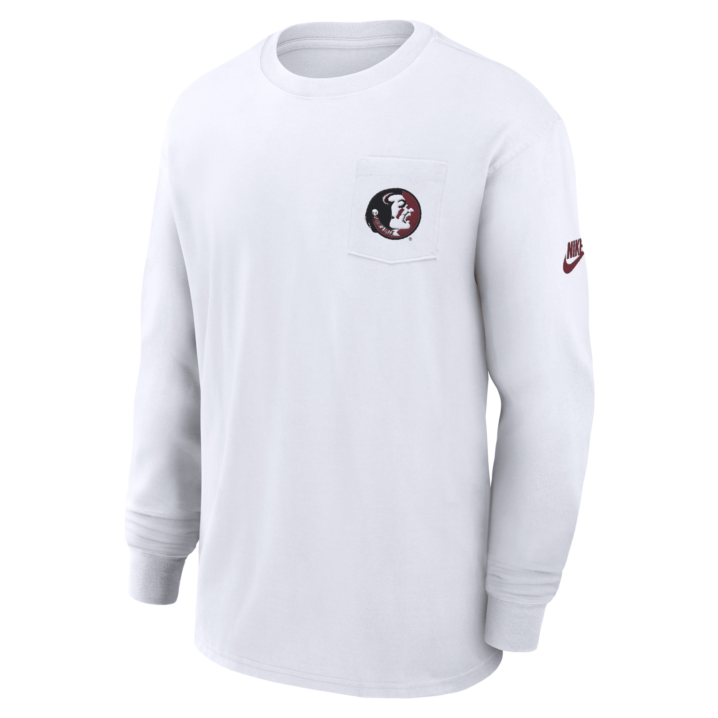 Nike Florida State Seminoles Legacy Max90 Pocket  Men's College Long-sleeve T-shirt In White