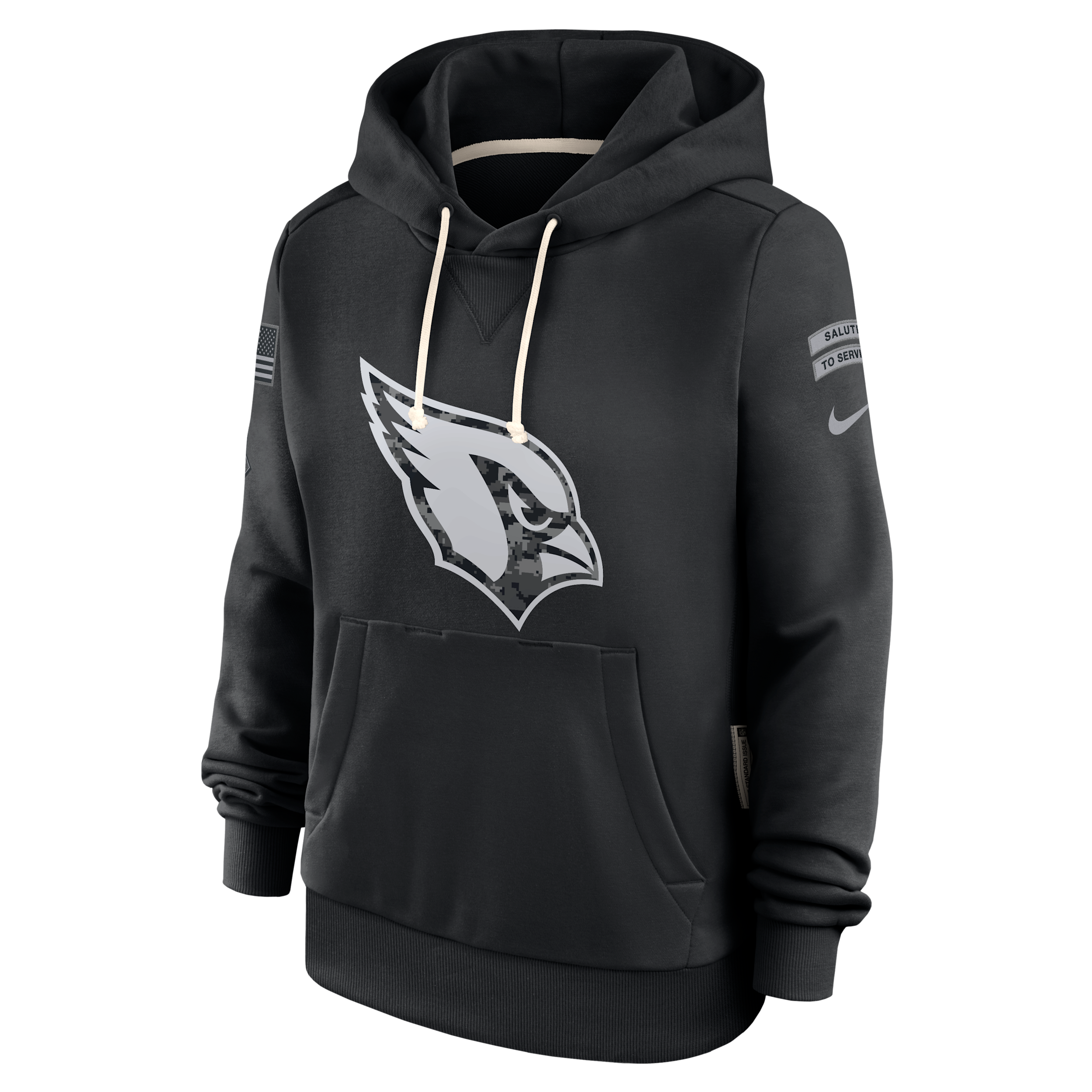 Arizona Cardinals Salute to Service Sideline Nike Women's Dri-FIT NFL Pullover Hoodie in Black | 03C300AA21-CYB