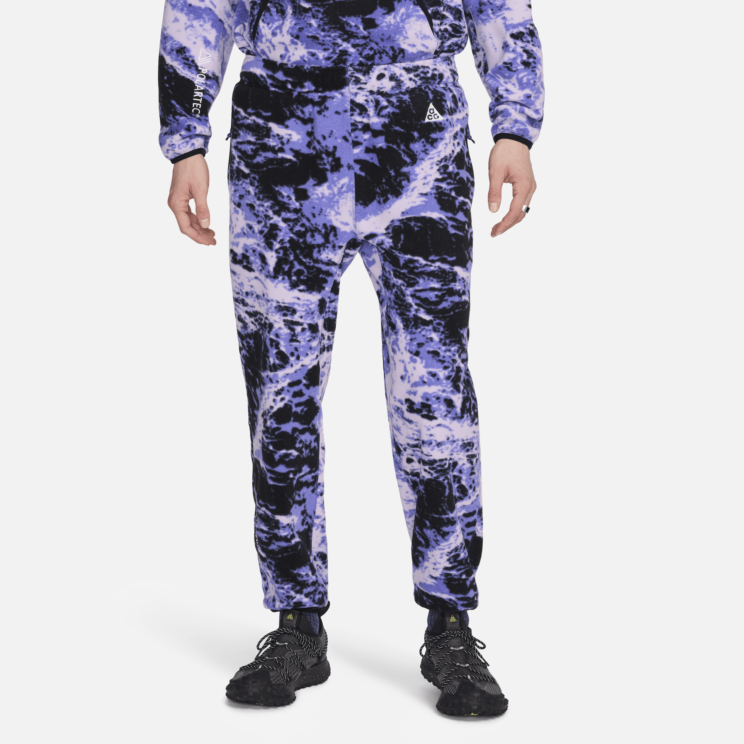 Shop Nike Men's  Acg "wolf Tree" Allover Print Pants In Purple