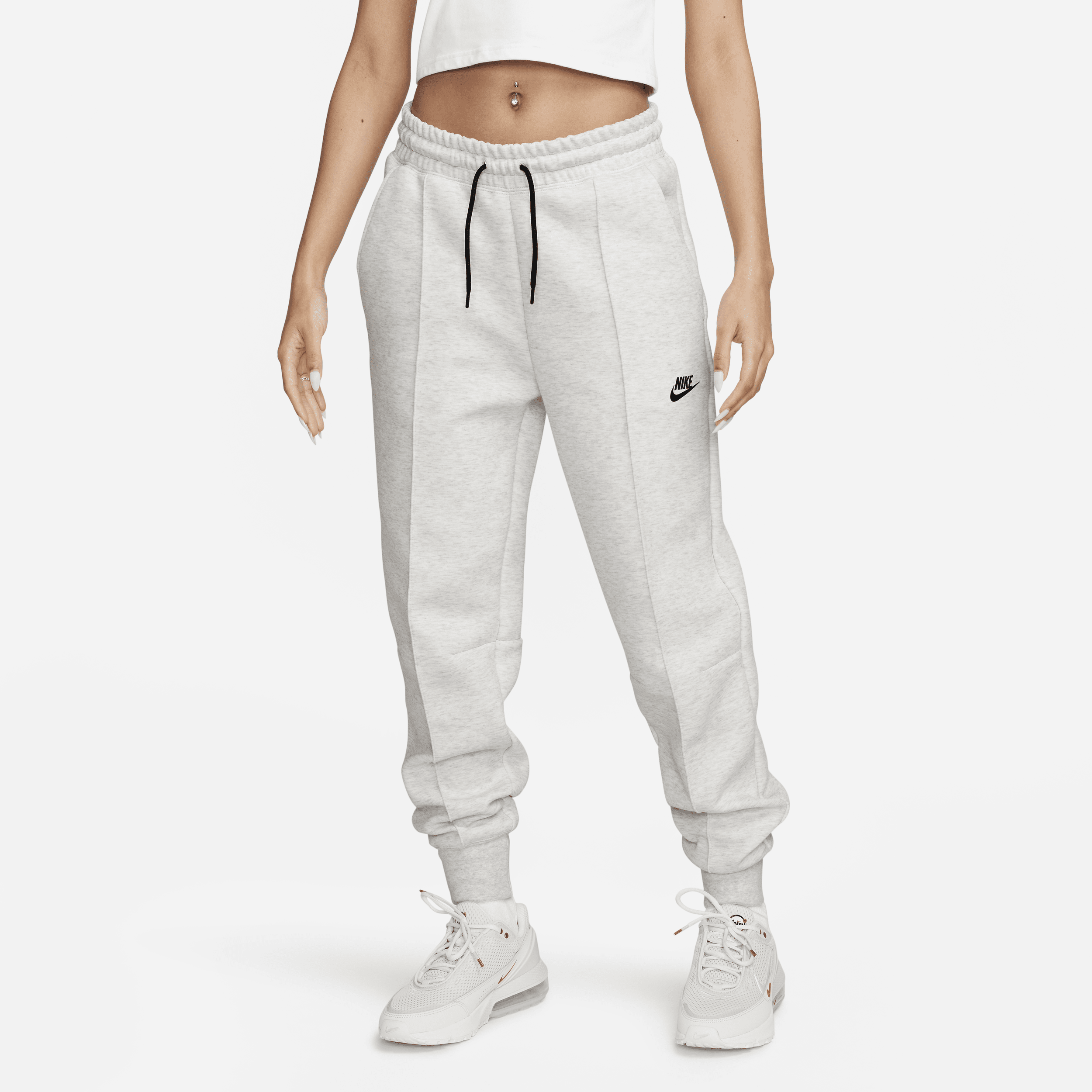 Shop Nike Women's  Sportswear Tech Fleece Mid-rise Jogger Pants In Grey