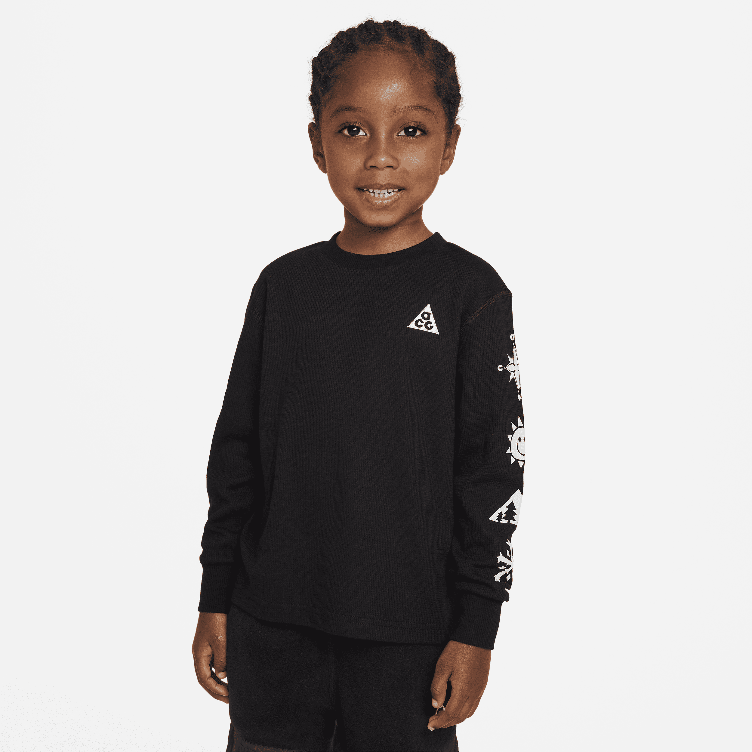 Nike Babies' Acg Dri-fit Long Sleeve Waffle Thermal Tee Toddler Long Sleeve T-shirt In Black