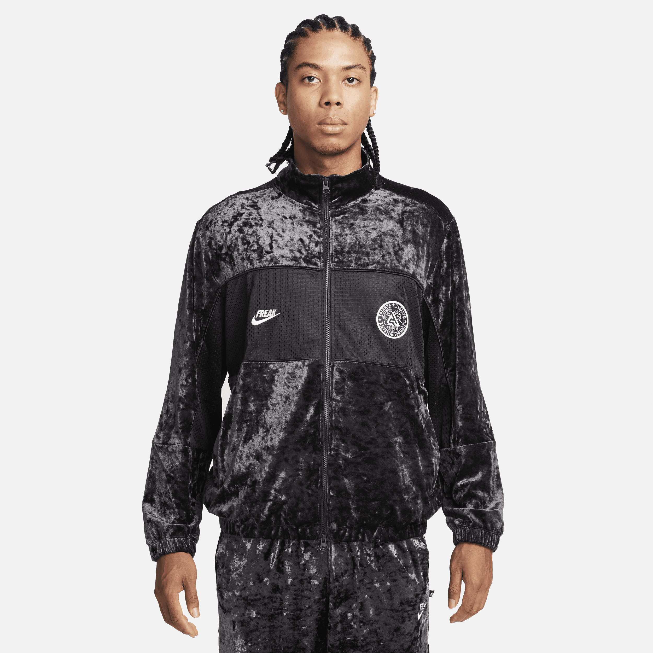 Nike Men's Giannis Velour Full-zip Jacket In Black