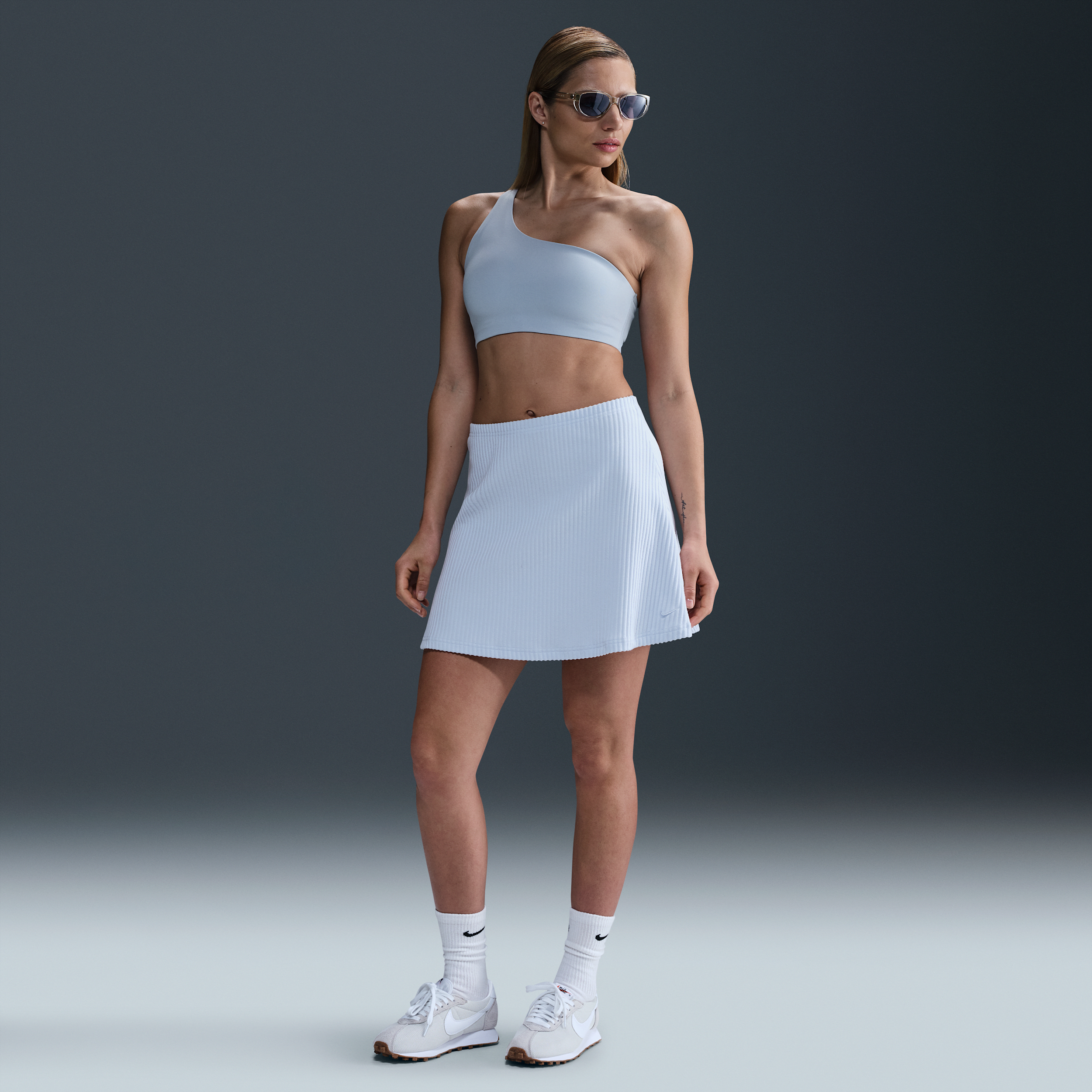 Nike Women's Sportswear Chill Knit Ribbed Mini Skirt In Blue