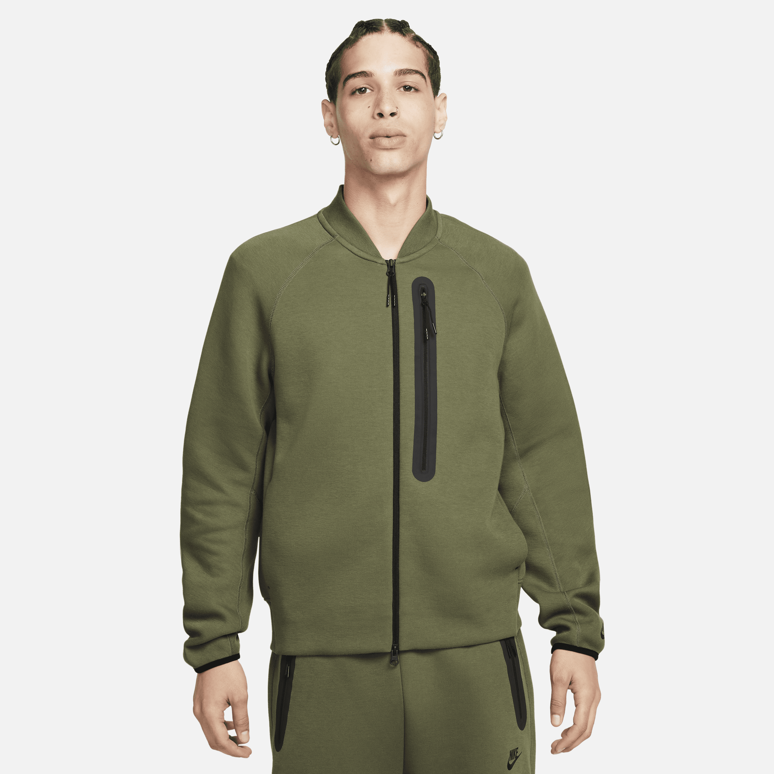 Nike Men's  Sportswear Tech Fleece Bomber Jacket In Green