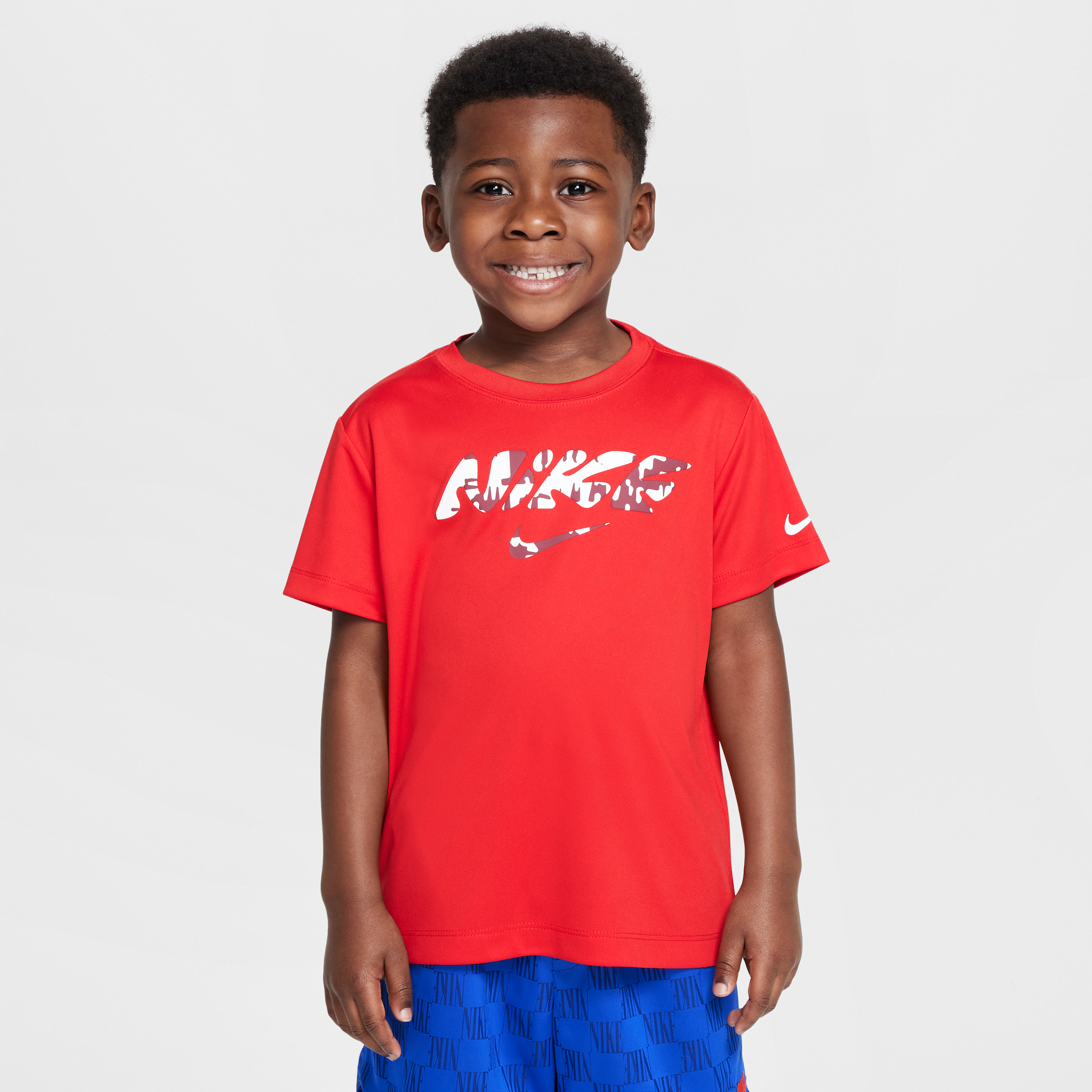 Nike Dri-fit Little Kids' Multi Bold Graphic Top In Red