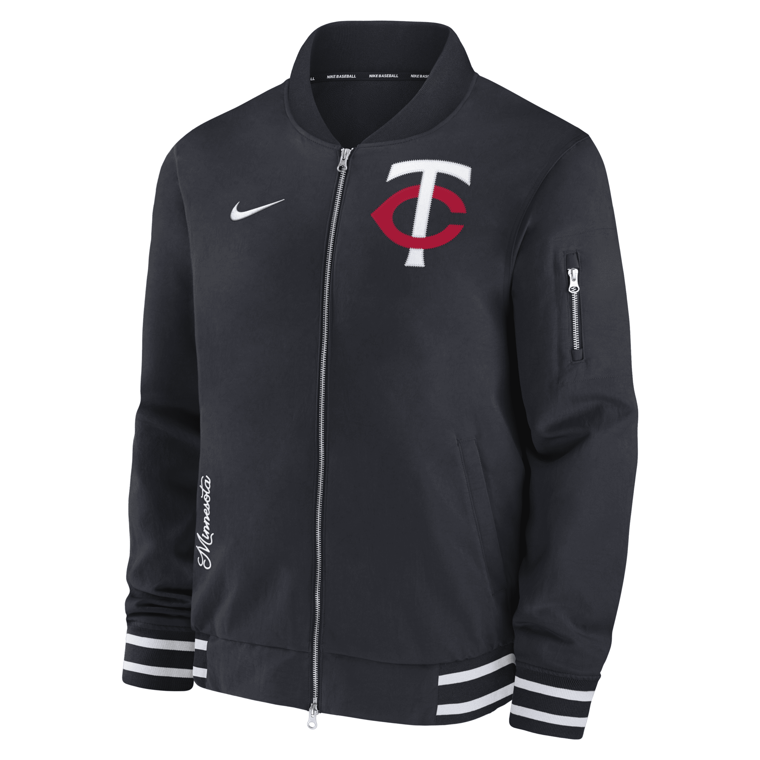 Nike Minnesota Twins Authentic Collection  Men's Mlb Full-zip Bomber Jacket In Blue