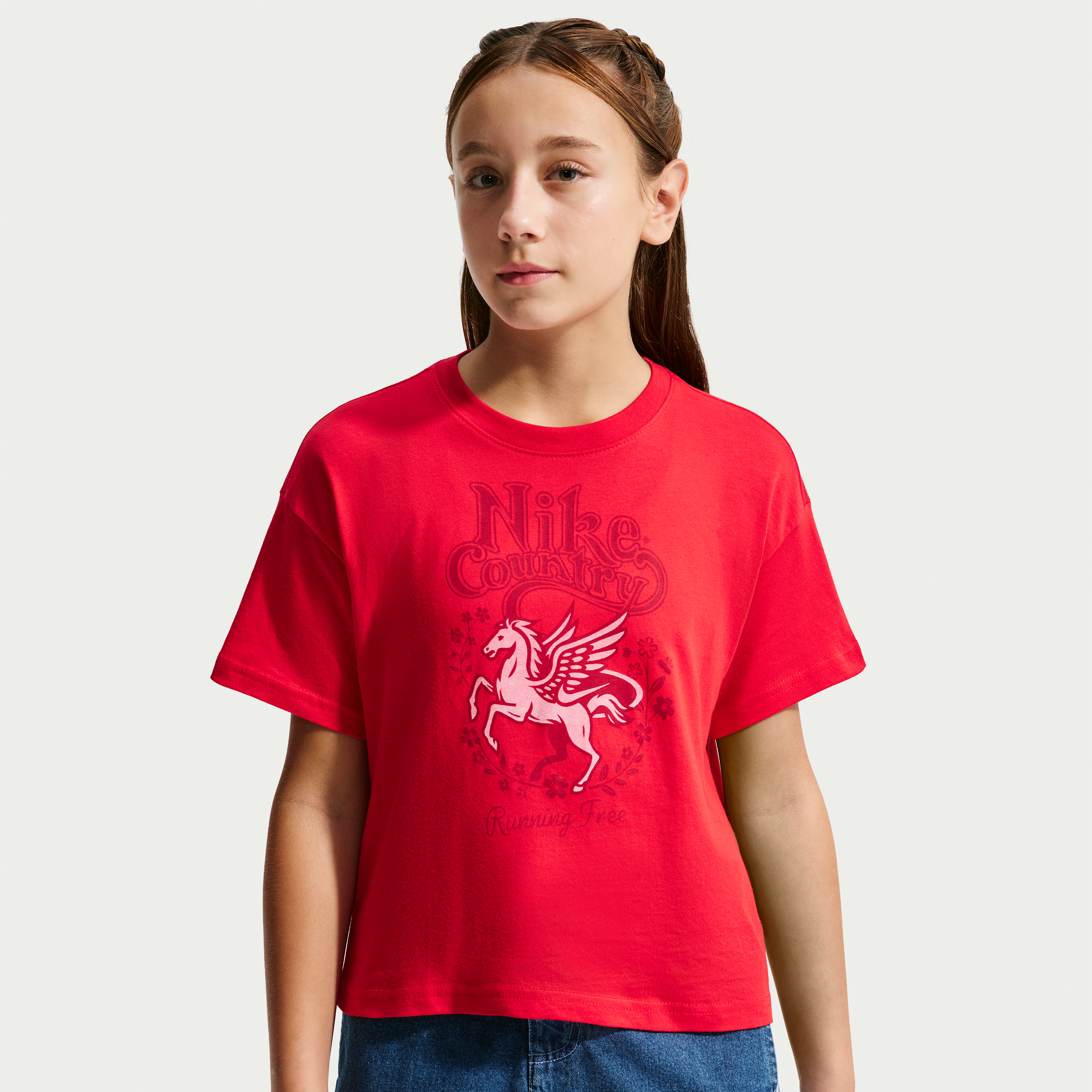 Nike Sportswear Big Kids' (Girls') T-Shirt in Red | IV7442-657