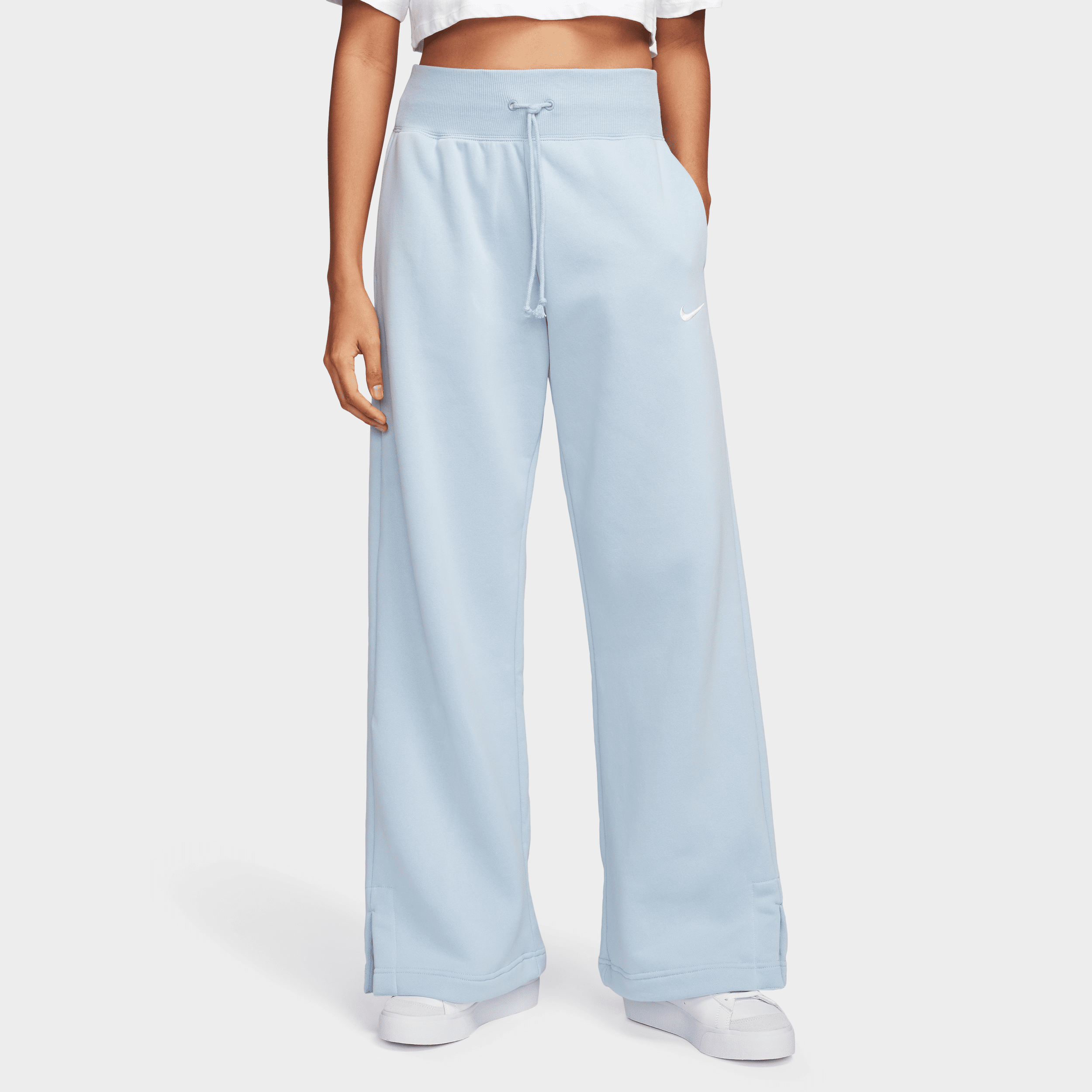 Shop Nike Women's  Sportswear Phoenix Fleece High-waisted Wide-leg Sweatpants In Blue