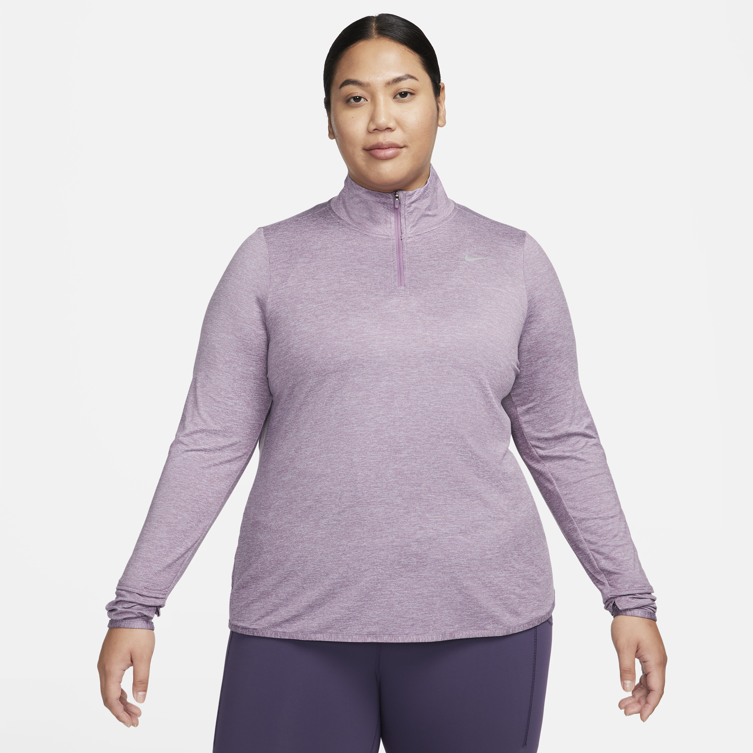 Nike Women's Dri-fit Swift Element Uv 1/4-zip Running Top (plus Size) In Purple
