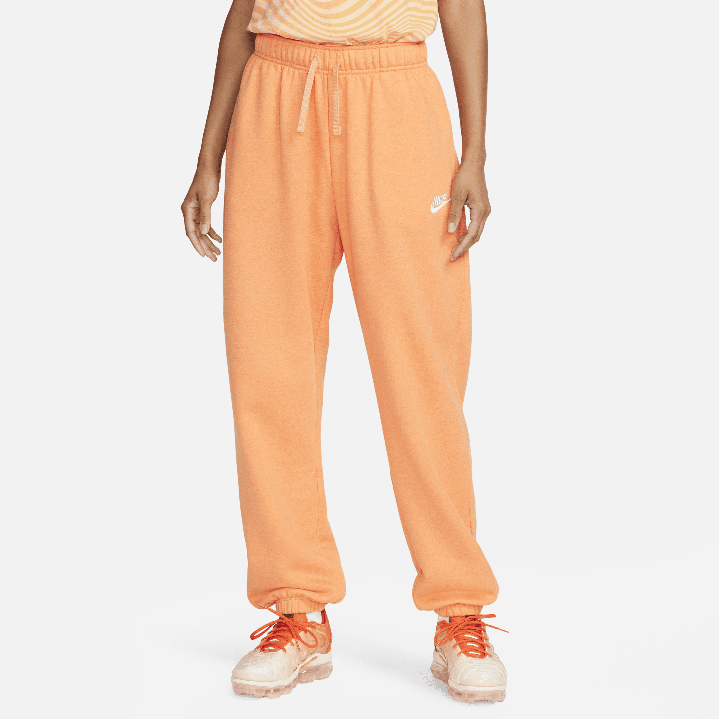 Nike Women's  Sportswear Club Fleece Mid-rise Oversized Sweatpants In Orange