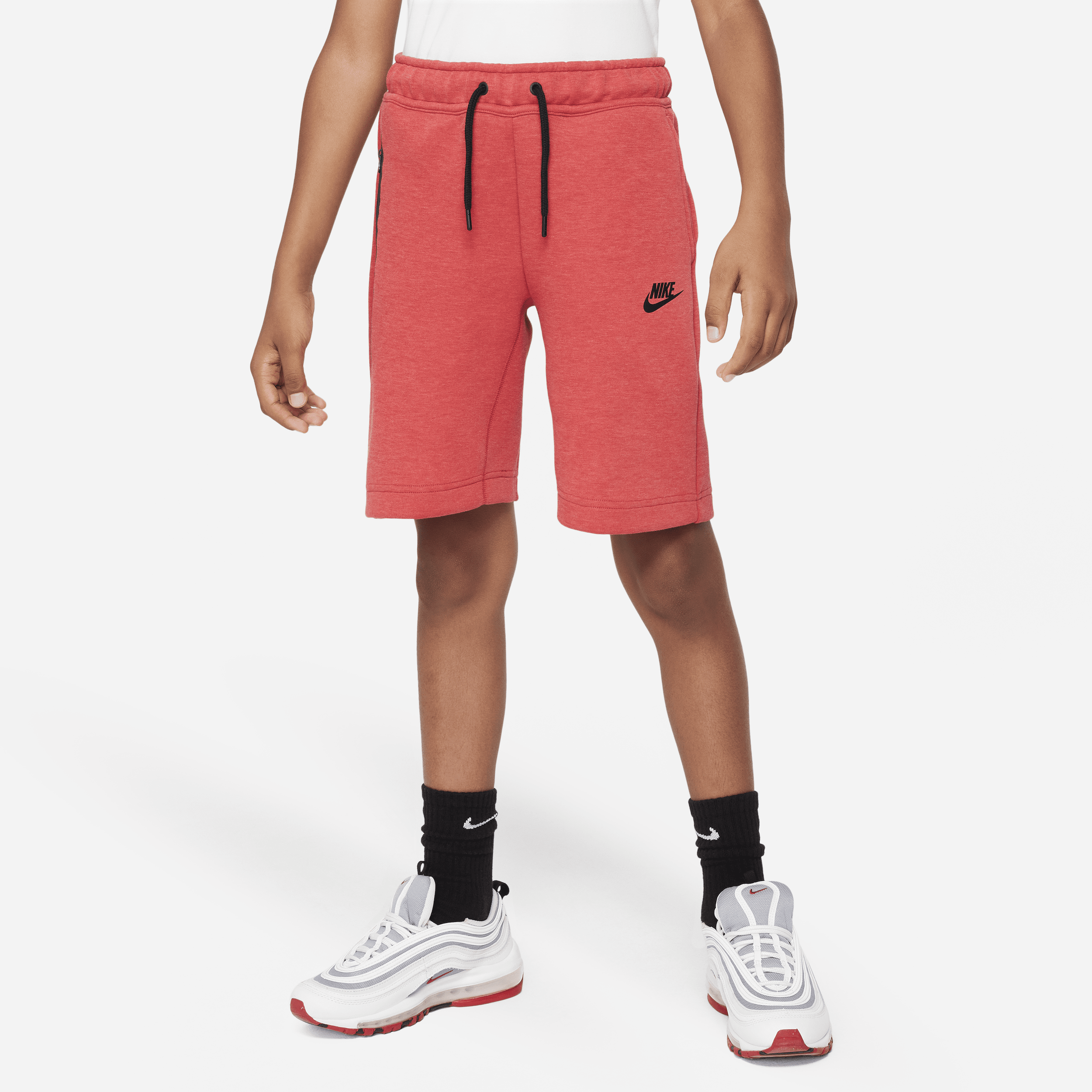Shop Nike Tech Fleece Big Kids' (boys') Shorts In Red