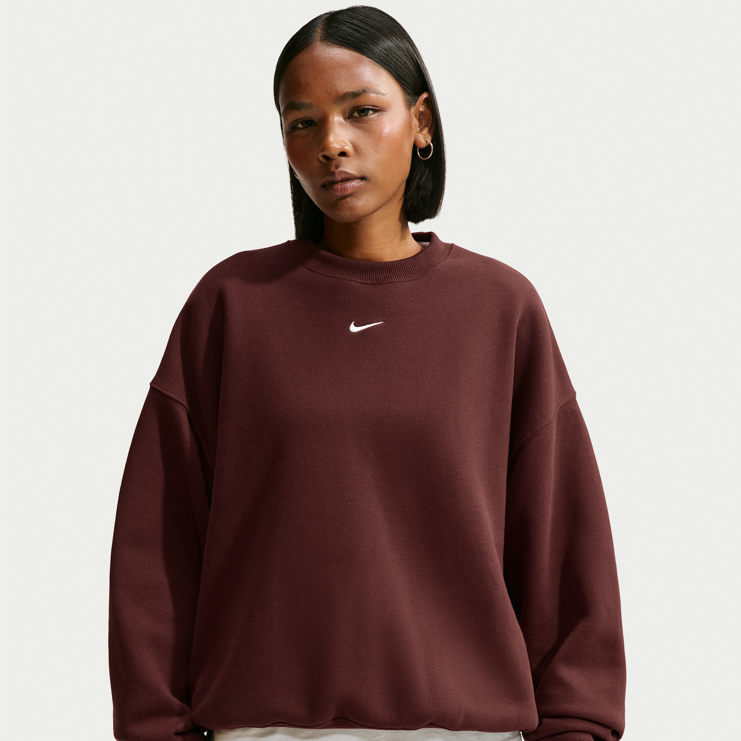 Nike Women's Studio Fleece Medium Weight Oversized Crew-Neck Sweatshirt in Purple | IM8082-658