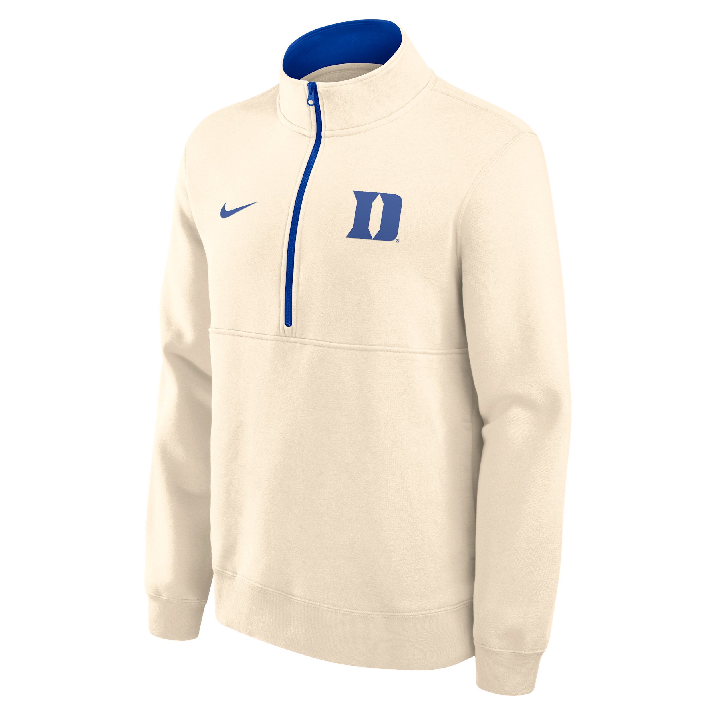Nike Men's Cream Duke Blue Devils Primetime Club Fleece Half-Zip Pullover Sweatshirt - Cream, Royal