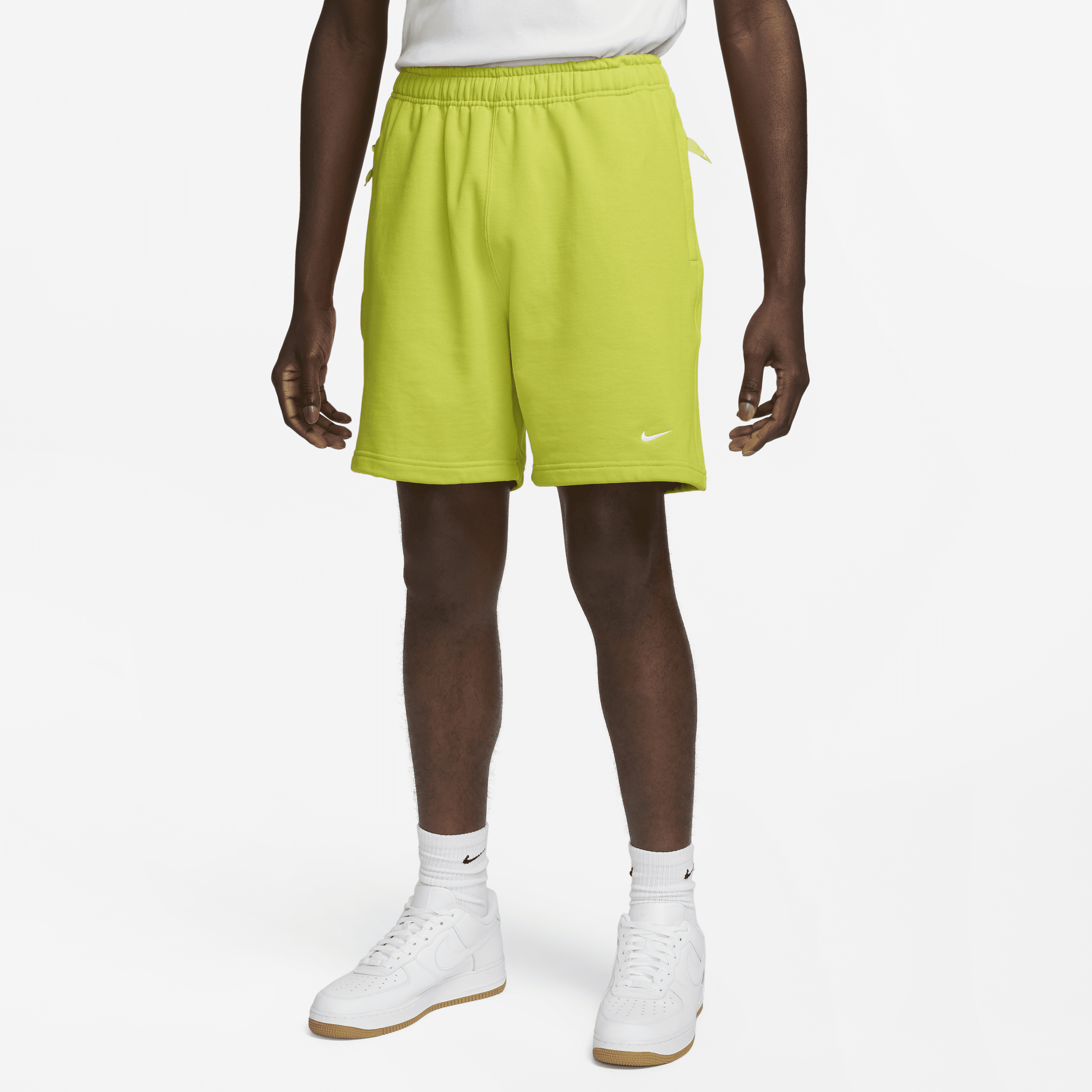 Nike Solo Swoosh French Terry Shorts Bright Cactus In Green