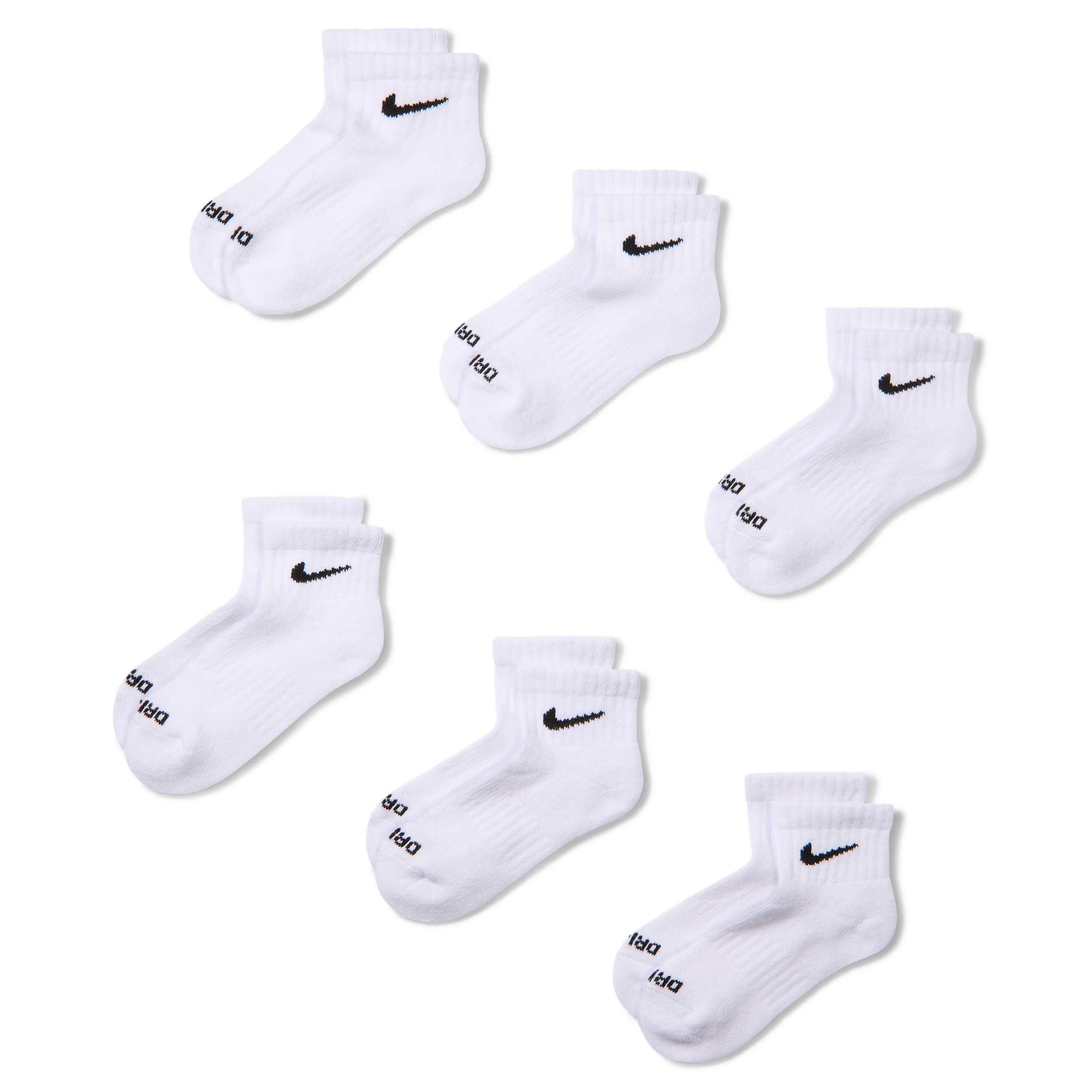 Nike Performance Basics Kids' Dri-FIT Ankle Socks (6 Pairs) in White | RN0018-001