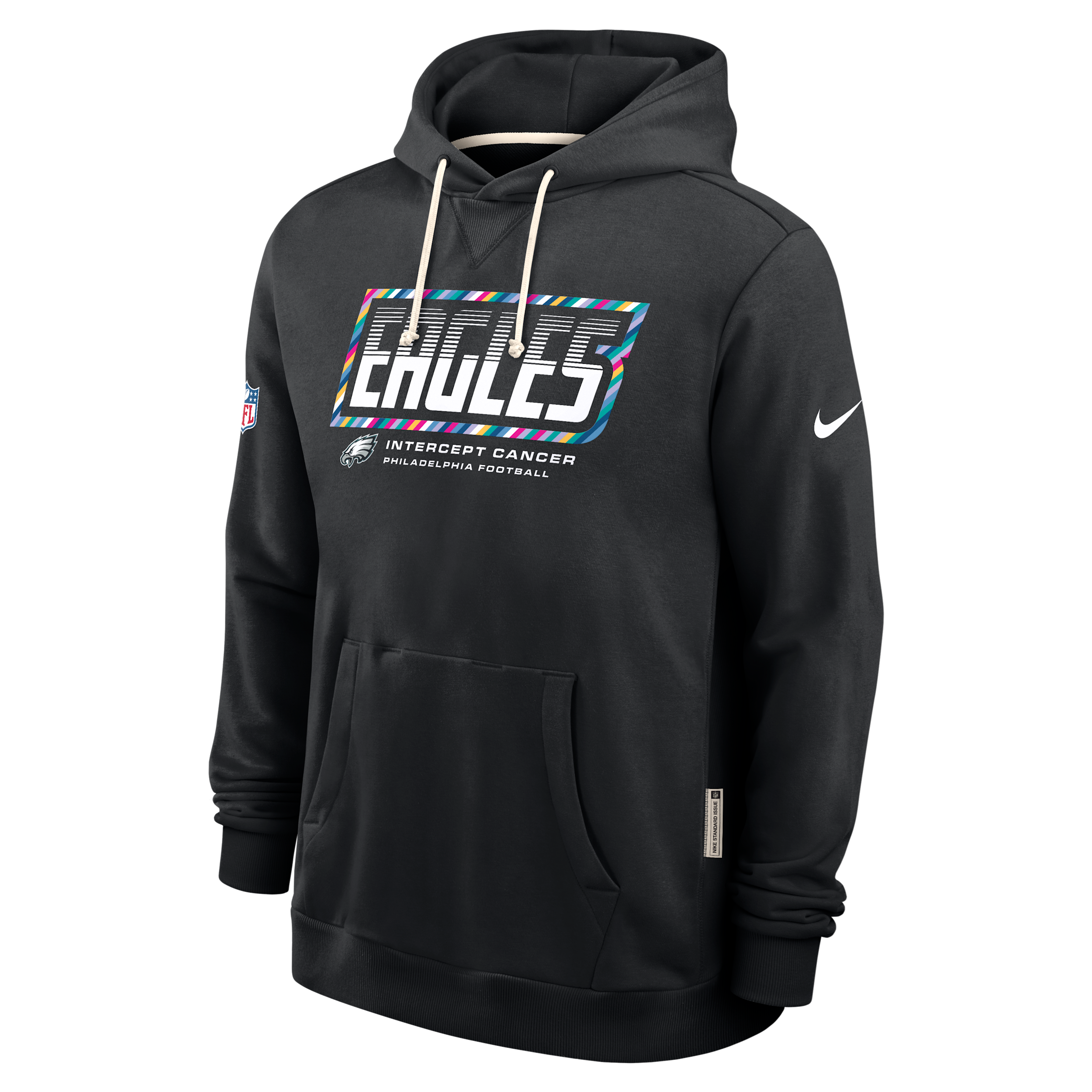 Philadelphia Eagles Crucial Catch Sideline Standard Issue Nike Men's Dri-FIT NFL Pullover Hoodie in Black | 03AZ00AZUR-F9R