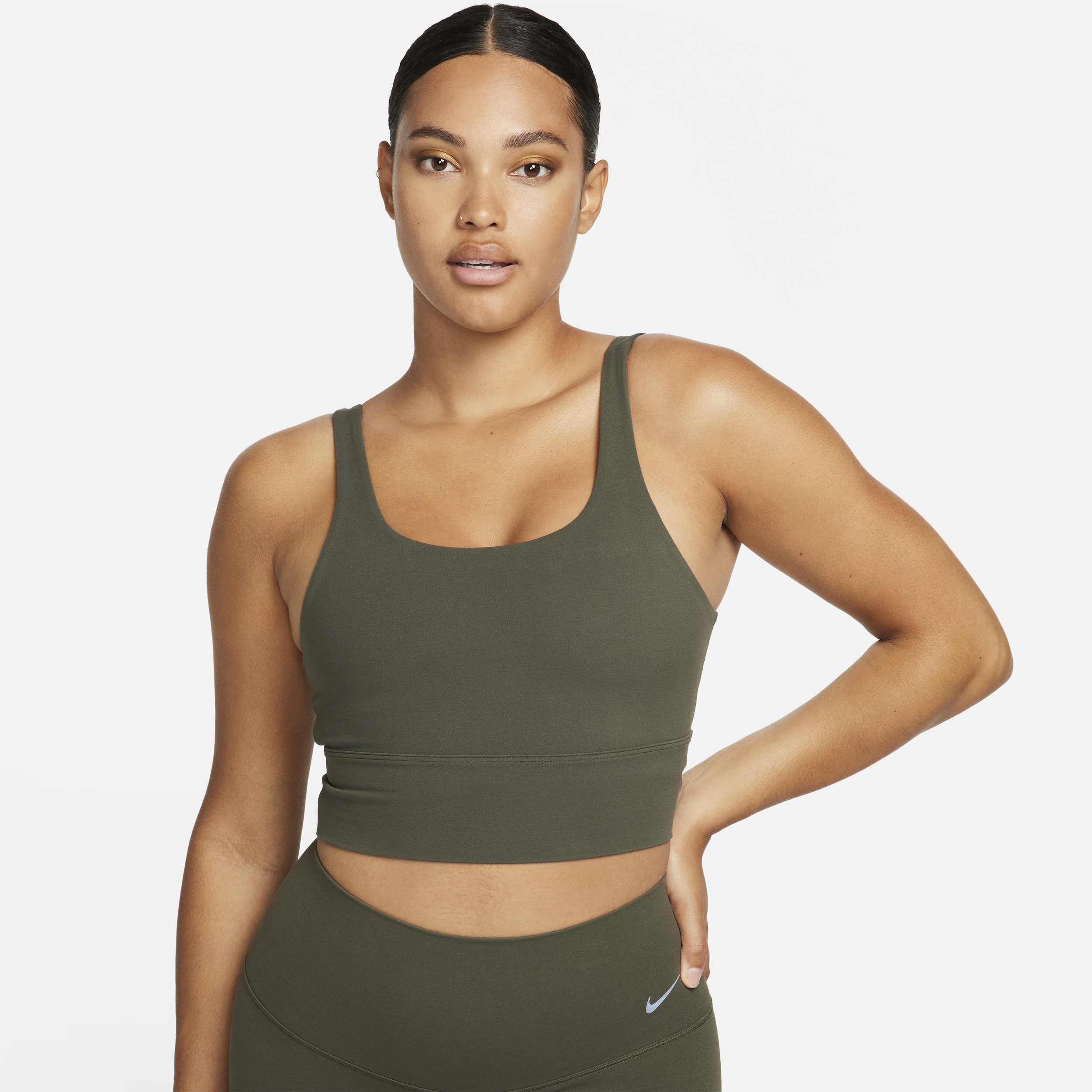 Shop Nike Women's Zenvy Light-support Non-padded Longline Sports Bra In Green
