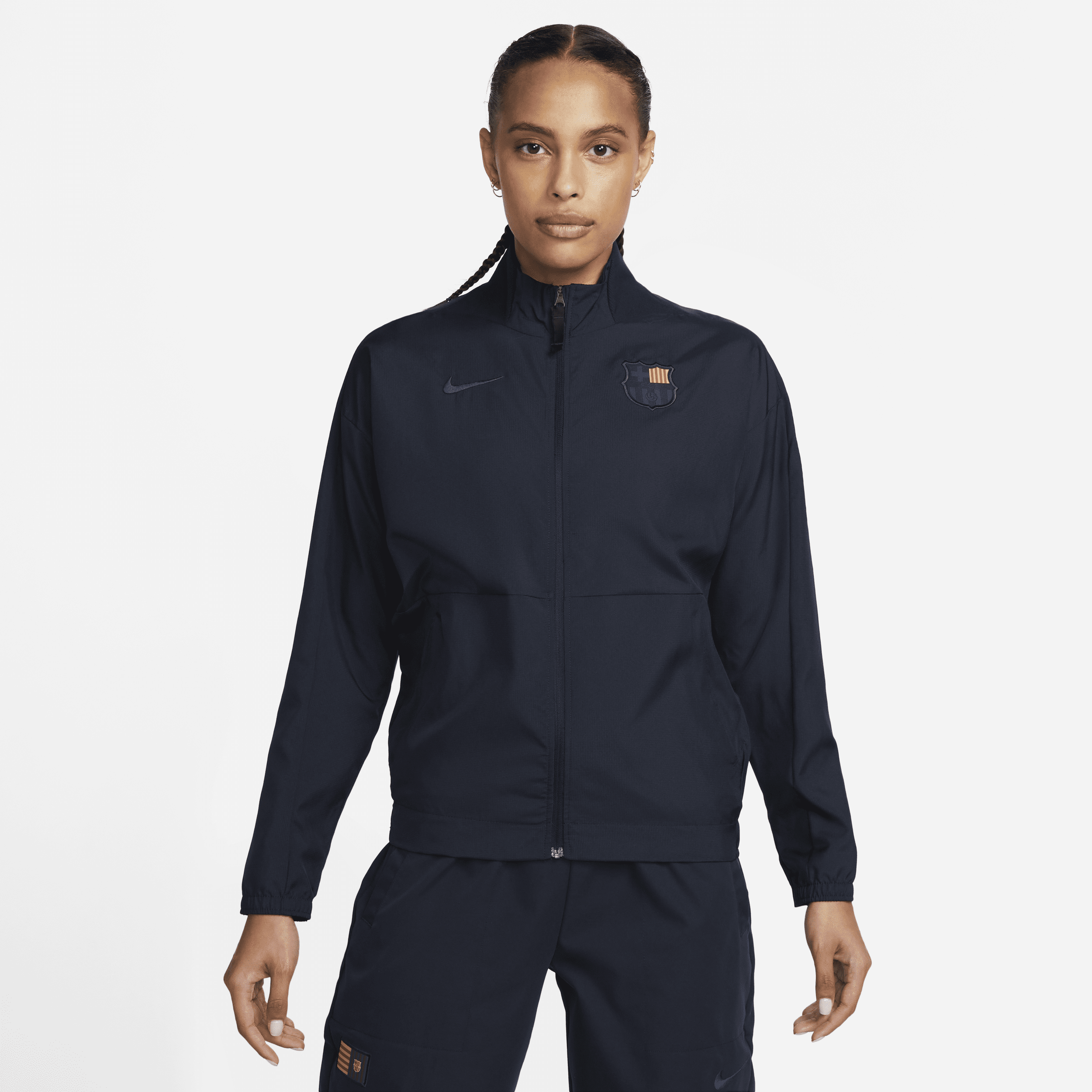 Shop Nike Fc Barcelona  Women's Dri-fit Anthem Soccer Jacket In Blue