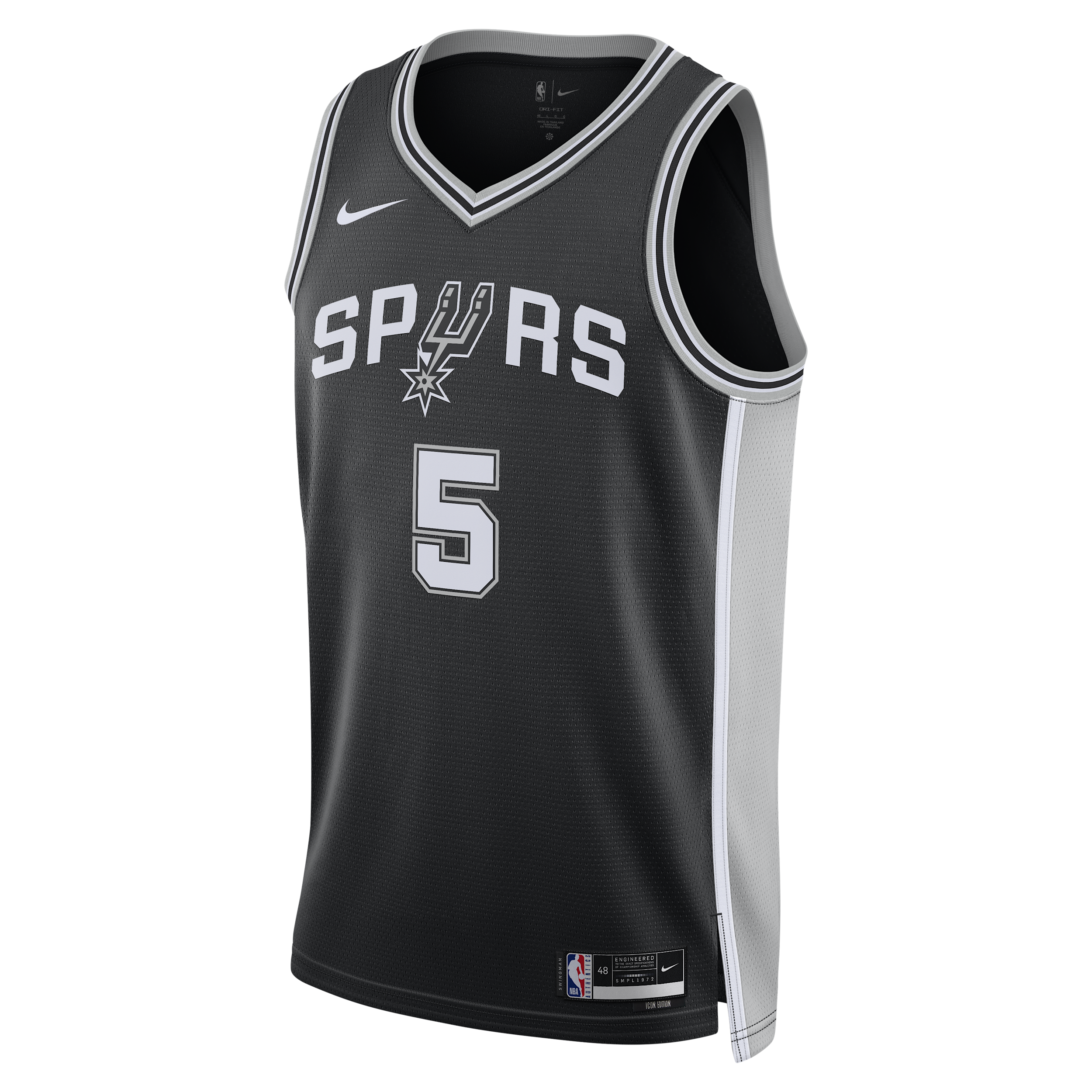 Nike Men's San Antonio Spurs Stephon Castle Icon Edition 2022/23 ${Brand} Dri-FIT NBA Swingman Jersey in Black | DN2022-017
