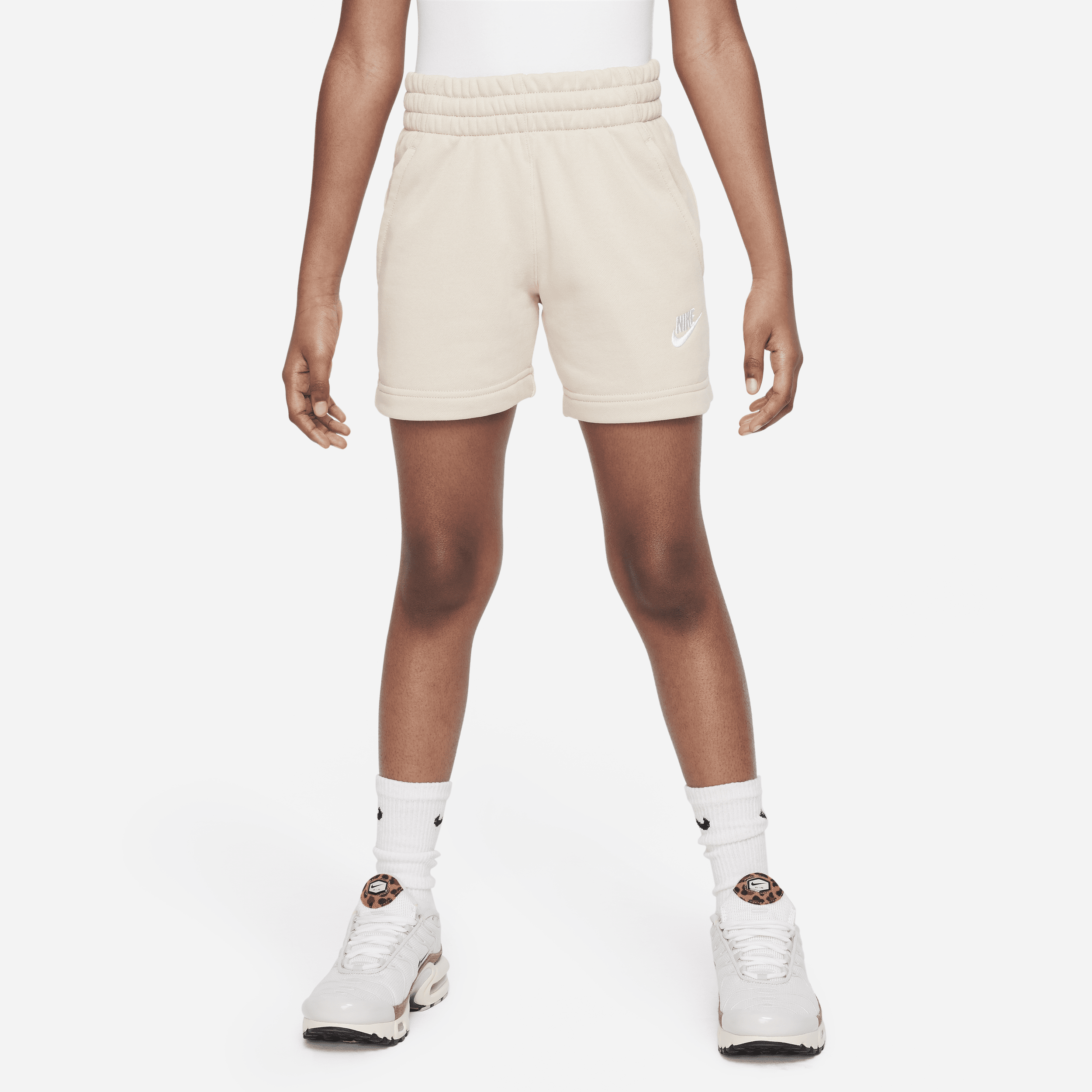 Nike Sportswear Club Fleece Big Kids' (girls') 5" French Terry Shorts In Brown