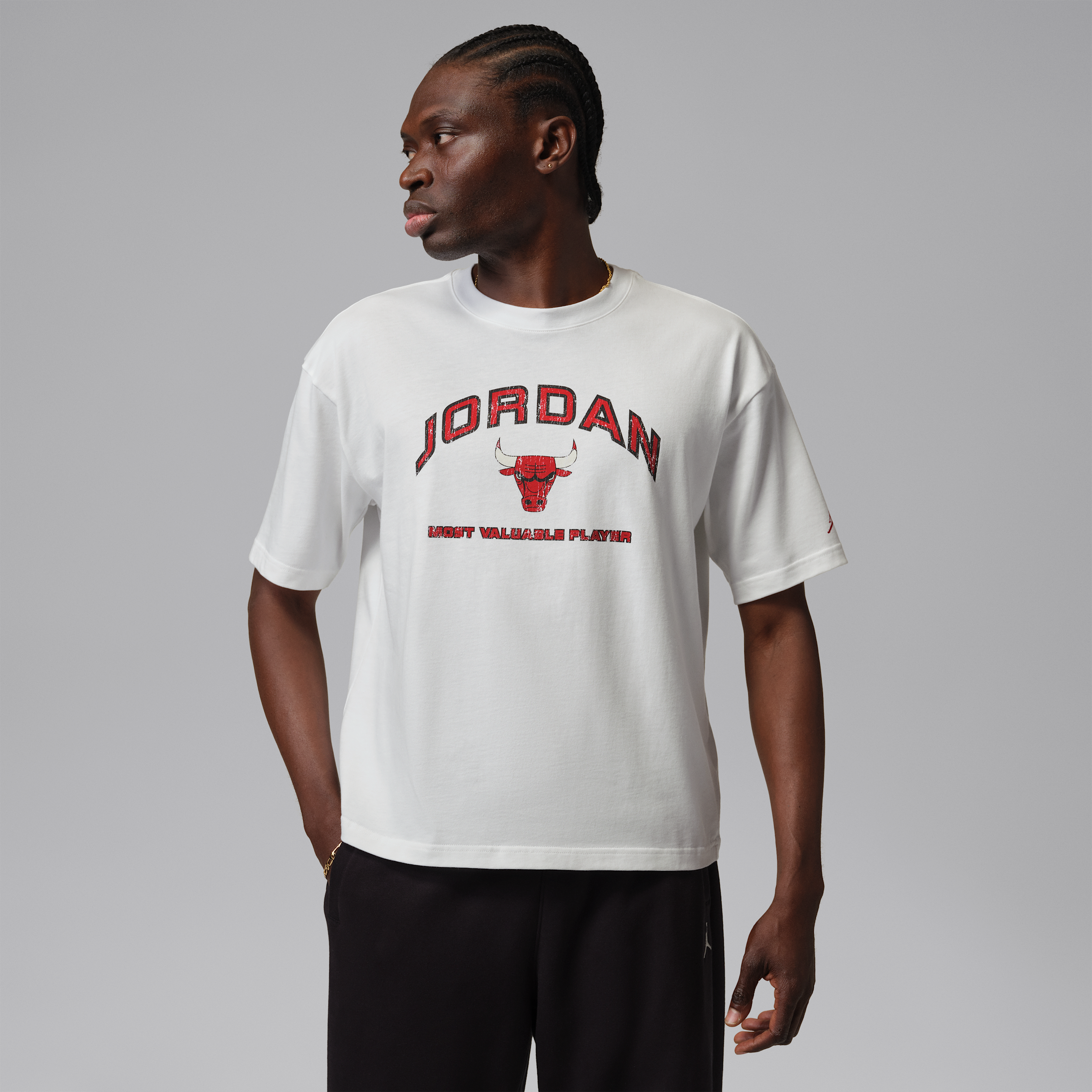 Men's Jordan Flight Essentials Boxy Graphic T-Shirt in White | IF3121-100