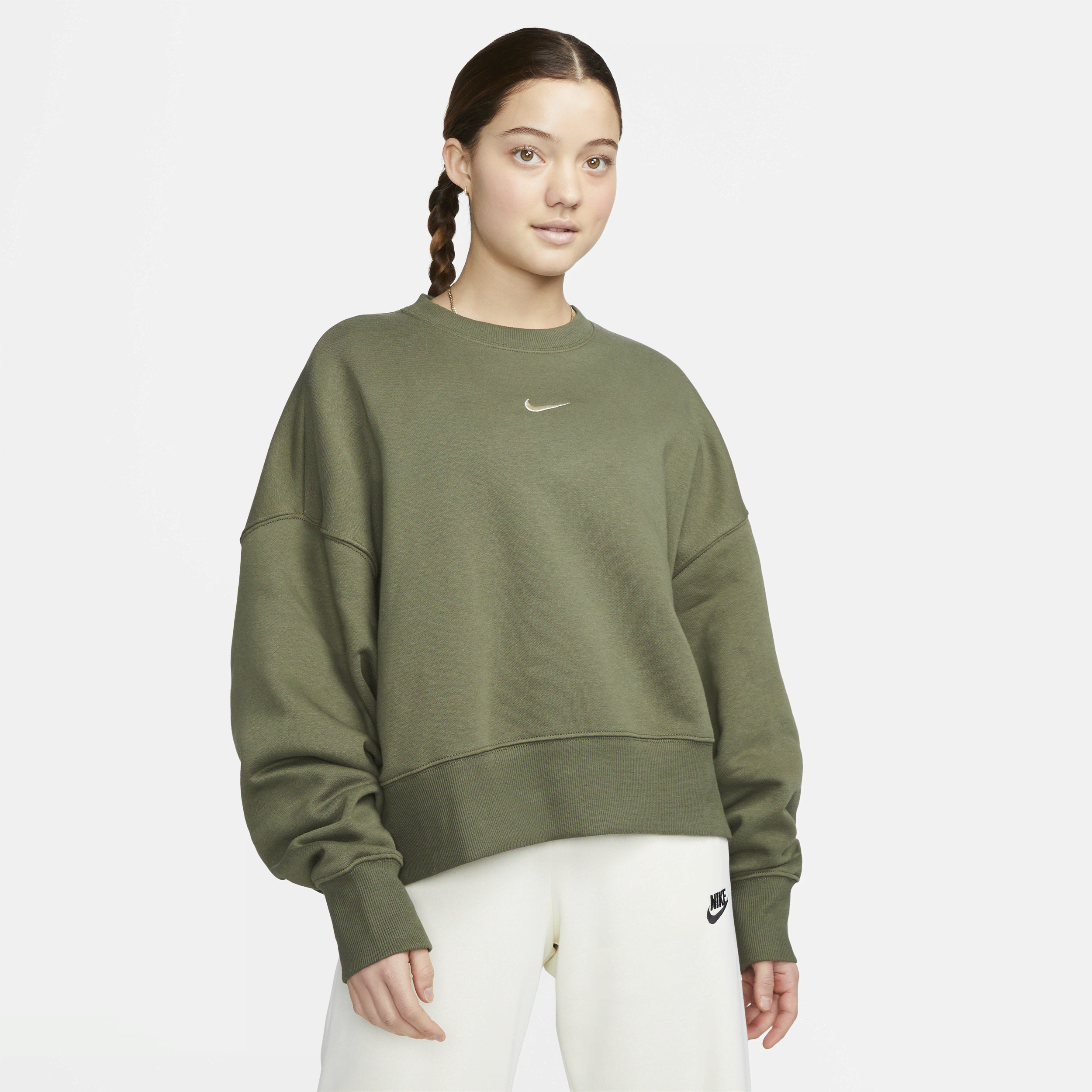 Shop Nike Women's  Sportswear Phoenix Fleece Over-oversized Crewneck Sweatshirt In Green