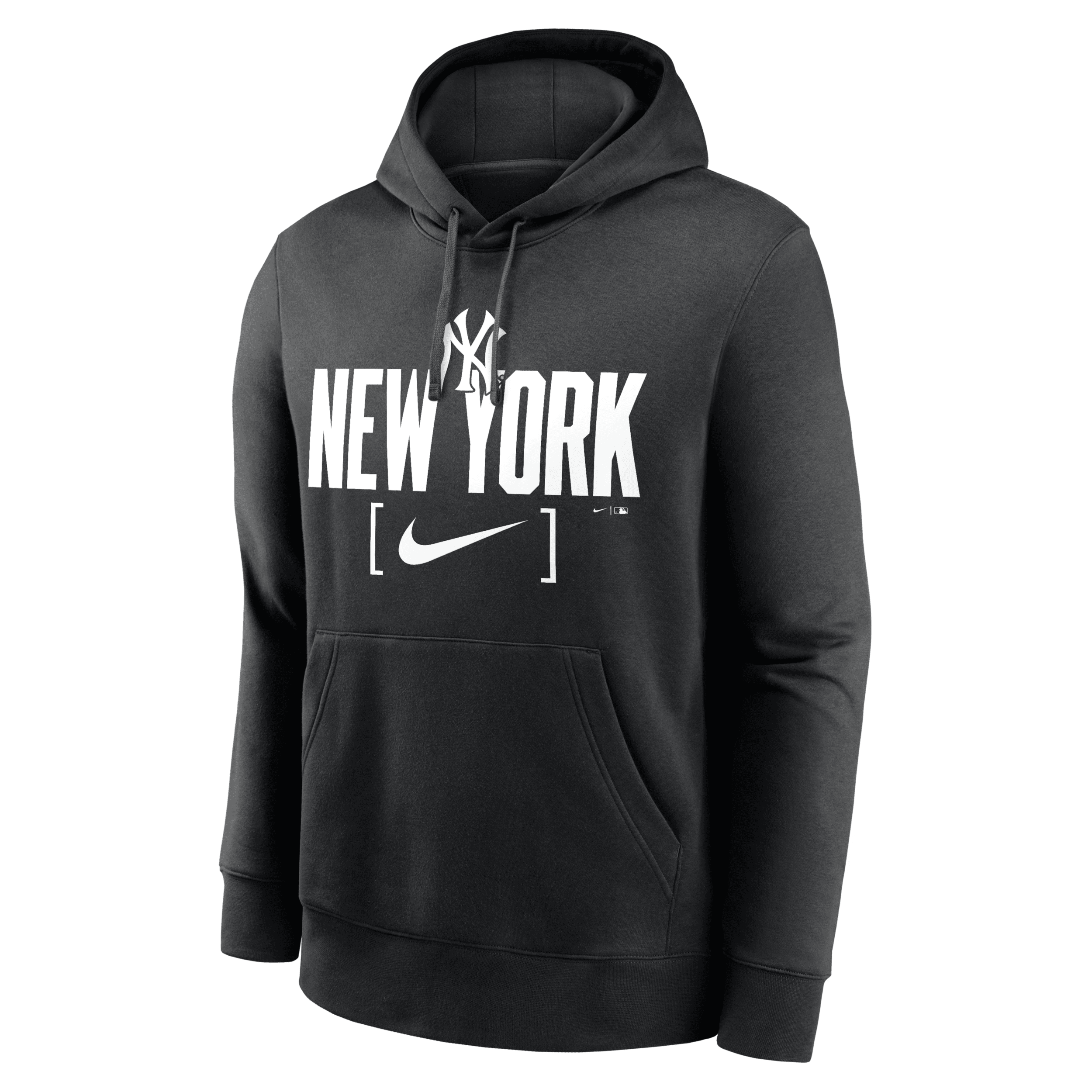 Shop Nike New York Yankees Club Slack  Men's Mlb Pullover Hoodie In Black
