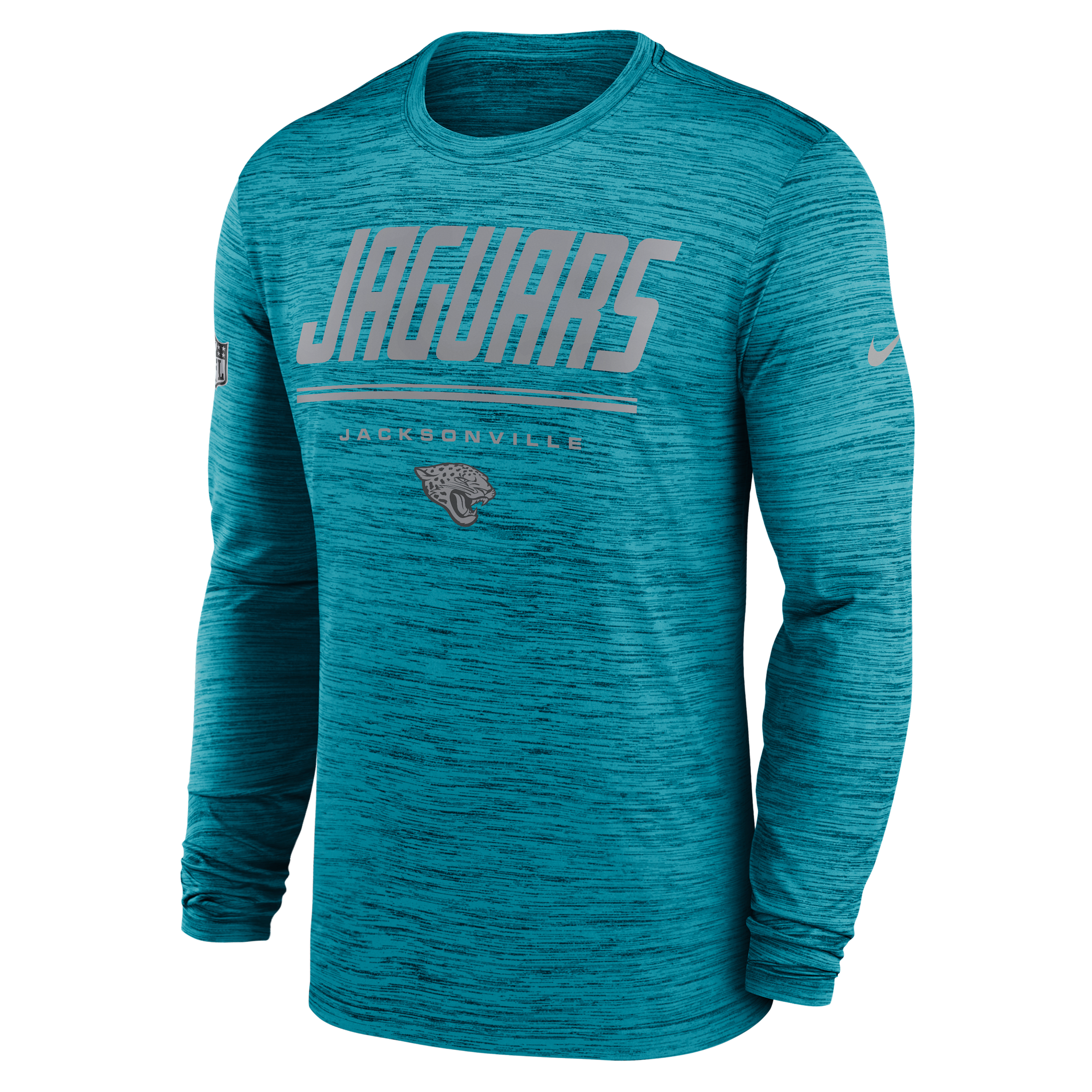 Jacksonville Jaguars Sideline Team Issue Velocity Nike Men's Dri-FIT NFL Long-Sleeve T-Shirt in Green | 02EQ45W9N-CH4
