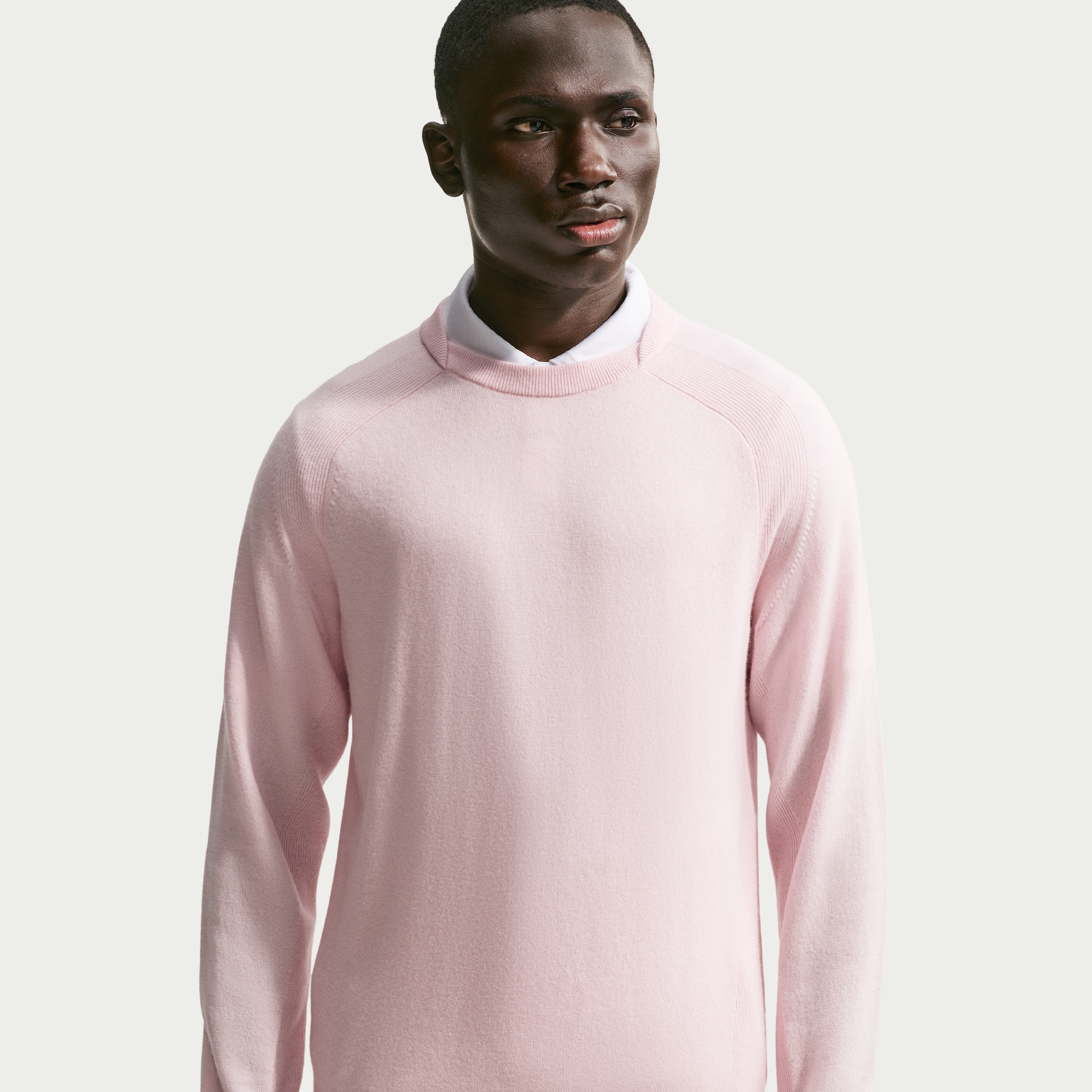 Nike Men's Tailored Performance Long Sleeve Crewneck Golf Sweater, Large, Pearl Pink