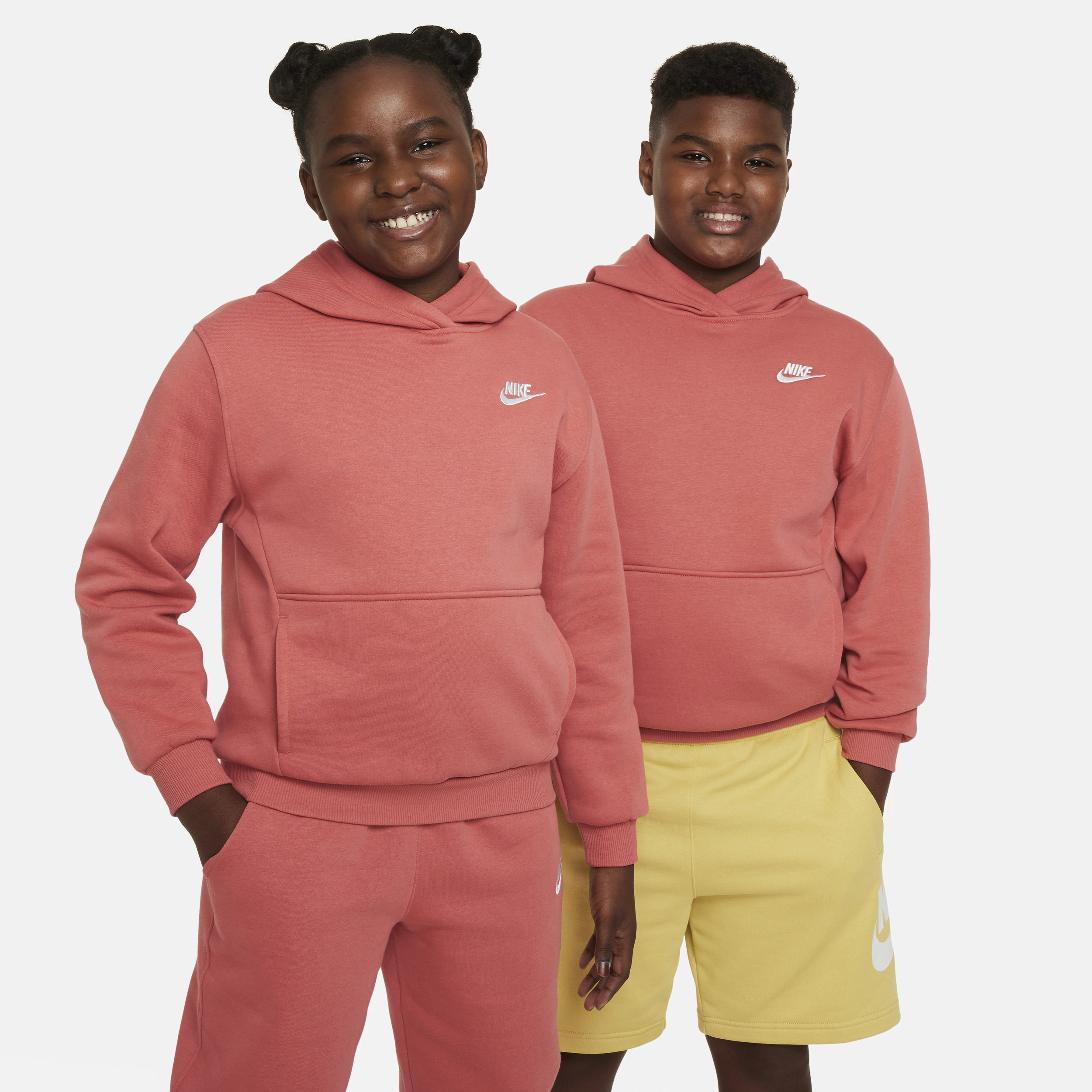 Nike Sportswear Club Fleece Big Kids' Pullover Hoodie (extended Size) In Red
