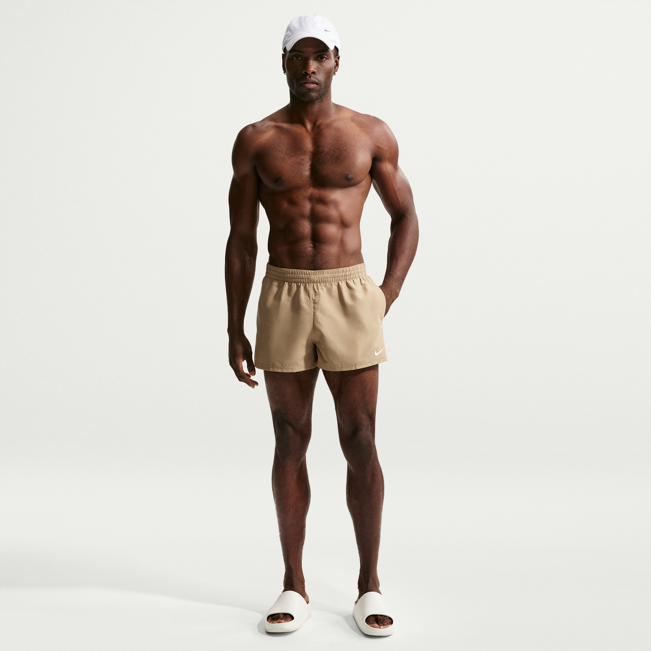 Nike Men's Swim Breaker Essential 3" Brief-Lined Volley Short in Brown | NESSF561-241