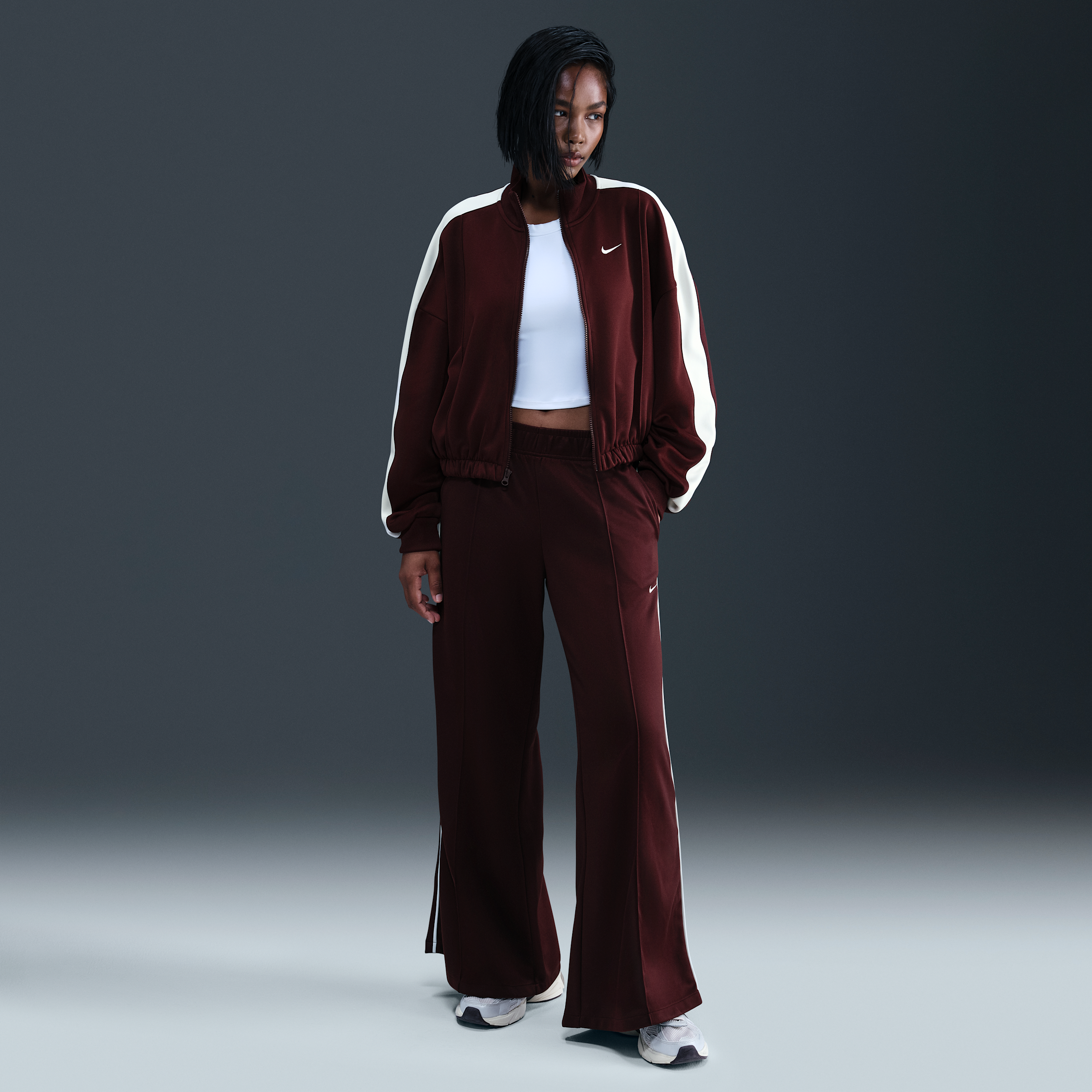 Nike Women's  Sportswear Mid-rise Wide-leg Track Pants In Red
