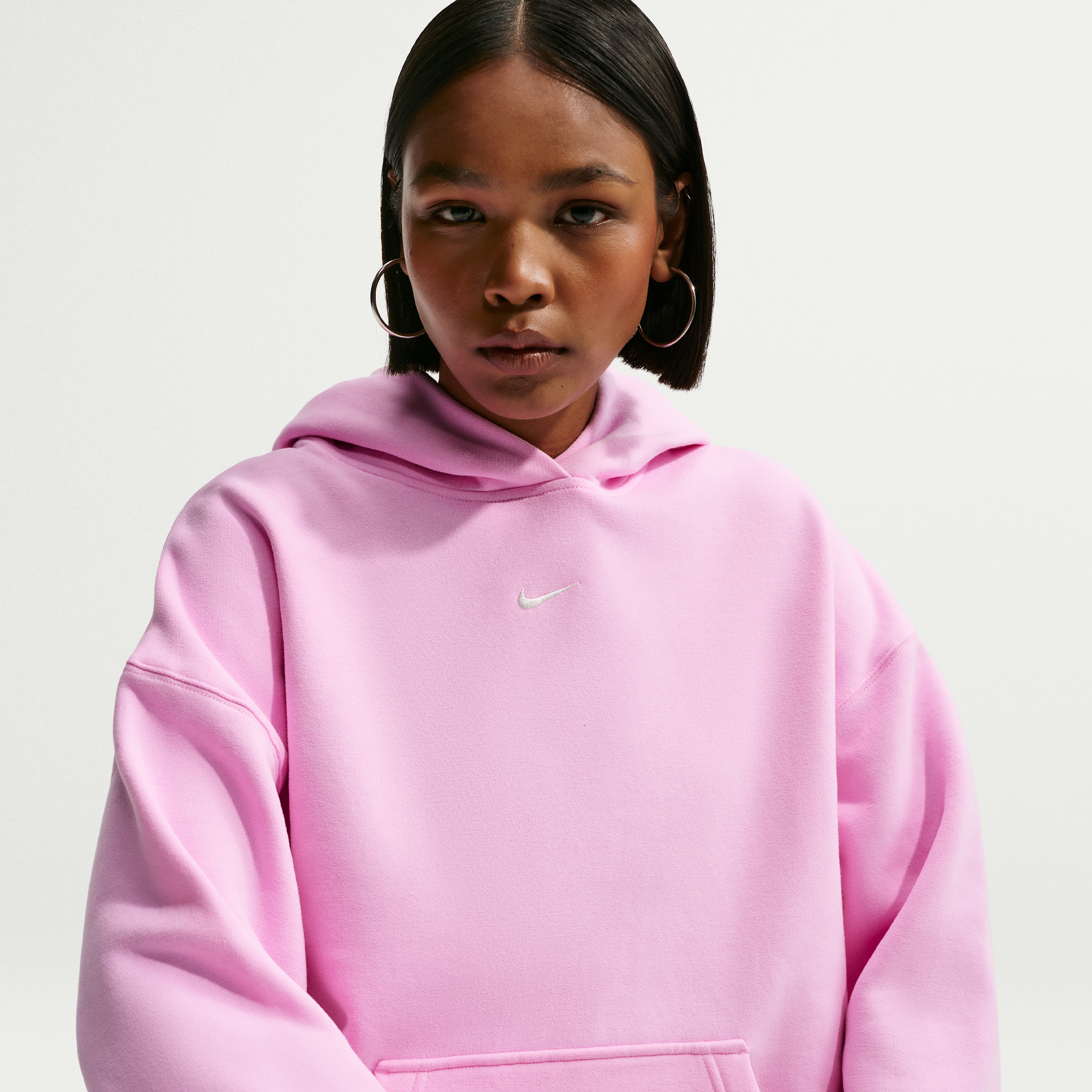 Nike Women's Studio Fleece Medium Weight Oversized Pullover Hoodie in Pink | IM8502-621