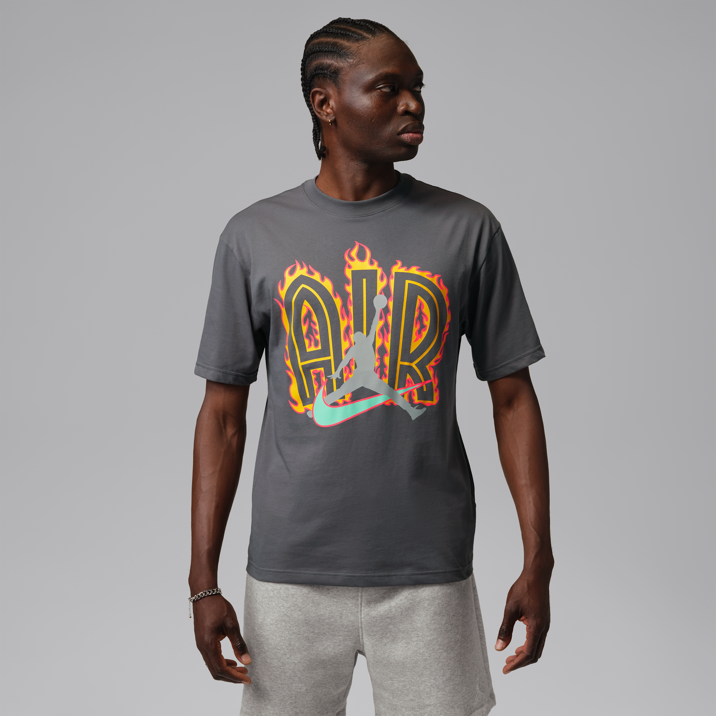 Jordan Men's Air Script Graphic T-Shirt, Medium, Iron Grey