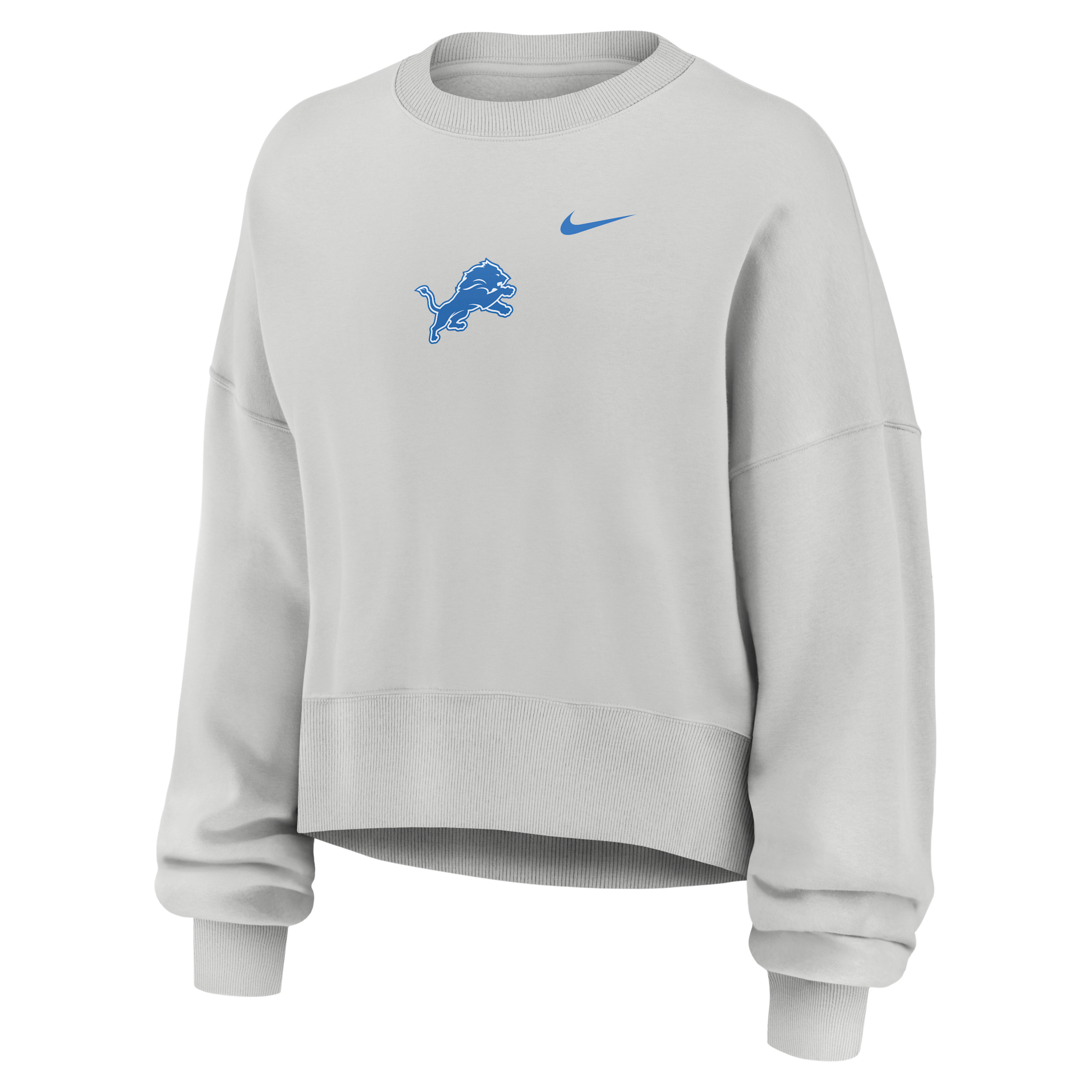 Detroit Lions Primetime Phoenix Nike Women's NFL Oversized Pullover Crew in Grey | 01D70BB9J-CSV
