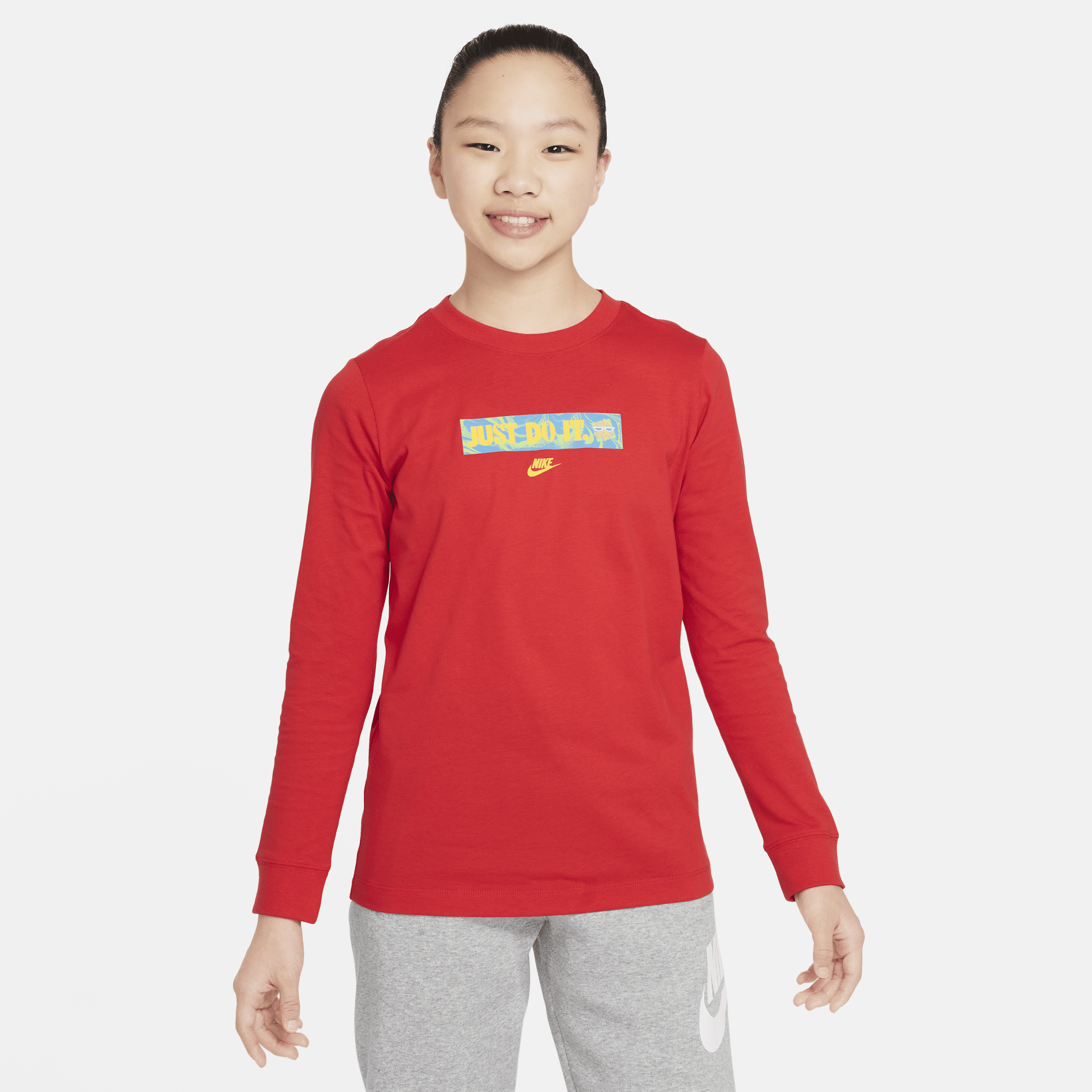 Nike Sportswear Big Kids' Long-sleeve T-shirt In Red