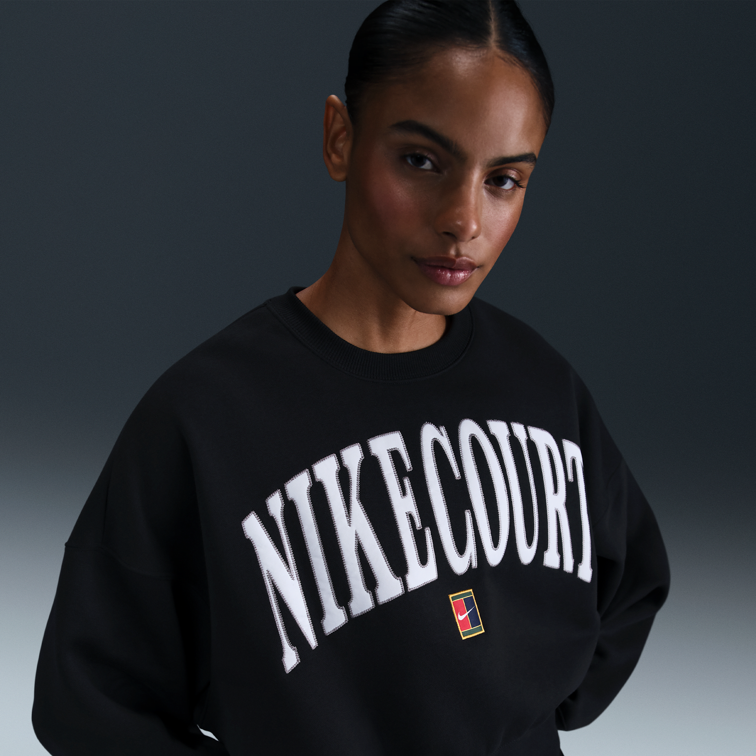 Nike Phoenix Fleece Oversize Crewneck Tennis Sweatshirt In Black