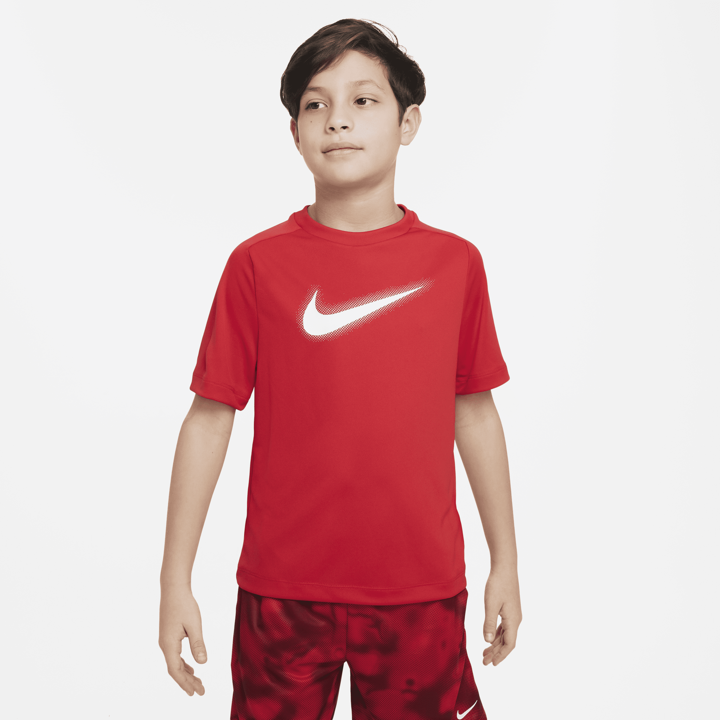 Shop Nike Multi Big Kids' (boys') Dri-fit Graphic Training Top In Red