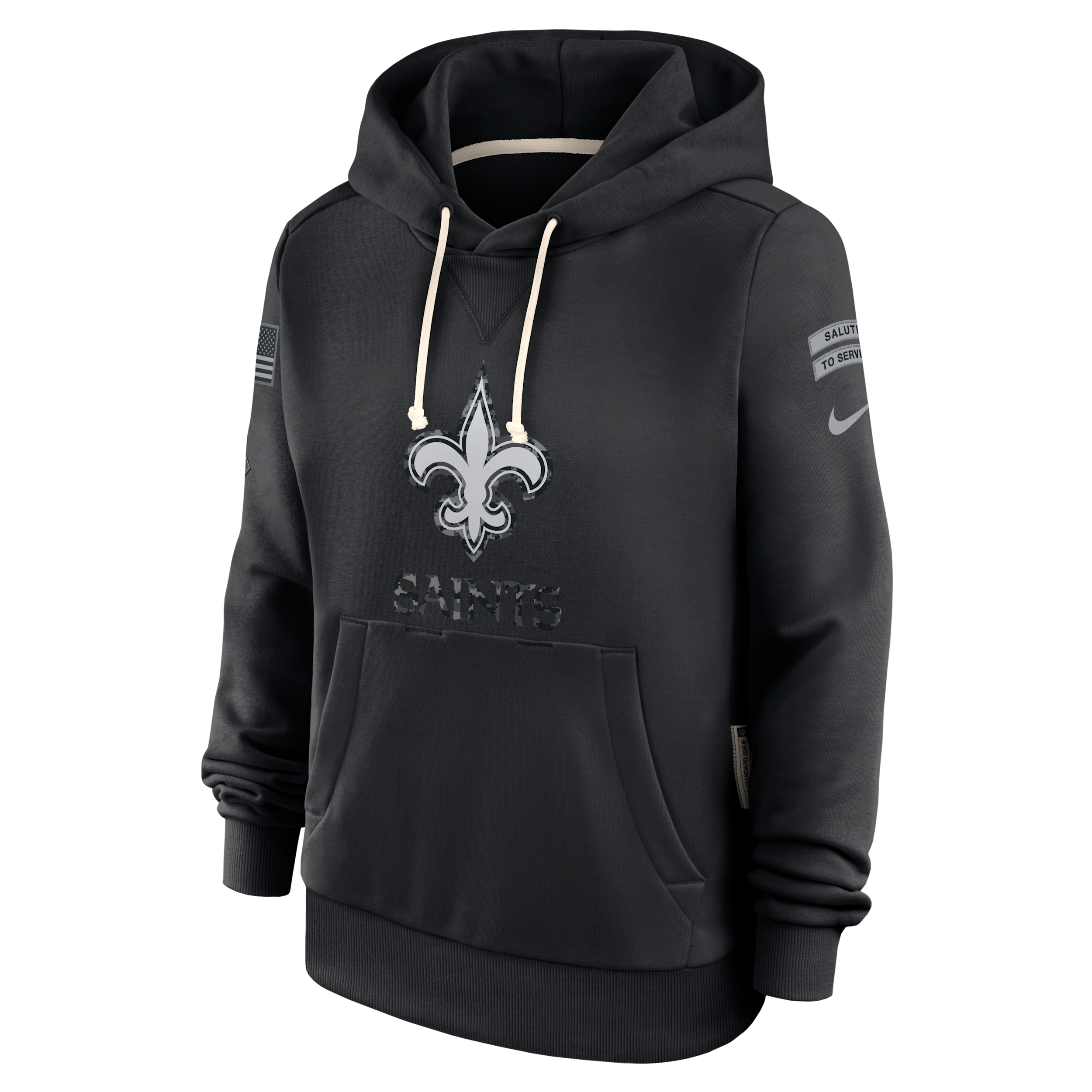 New Orleans Saints Salute to Service Sideline Nike Women's Dri-FIT NFL Pullover Hoodie in Black | 03C300AA2M-CYB