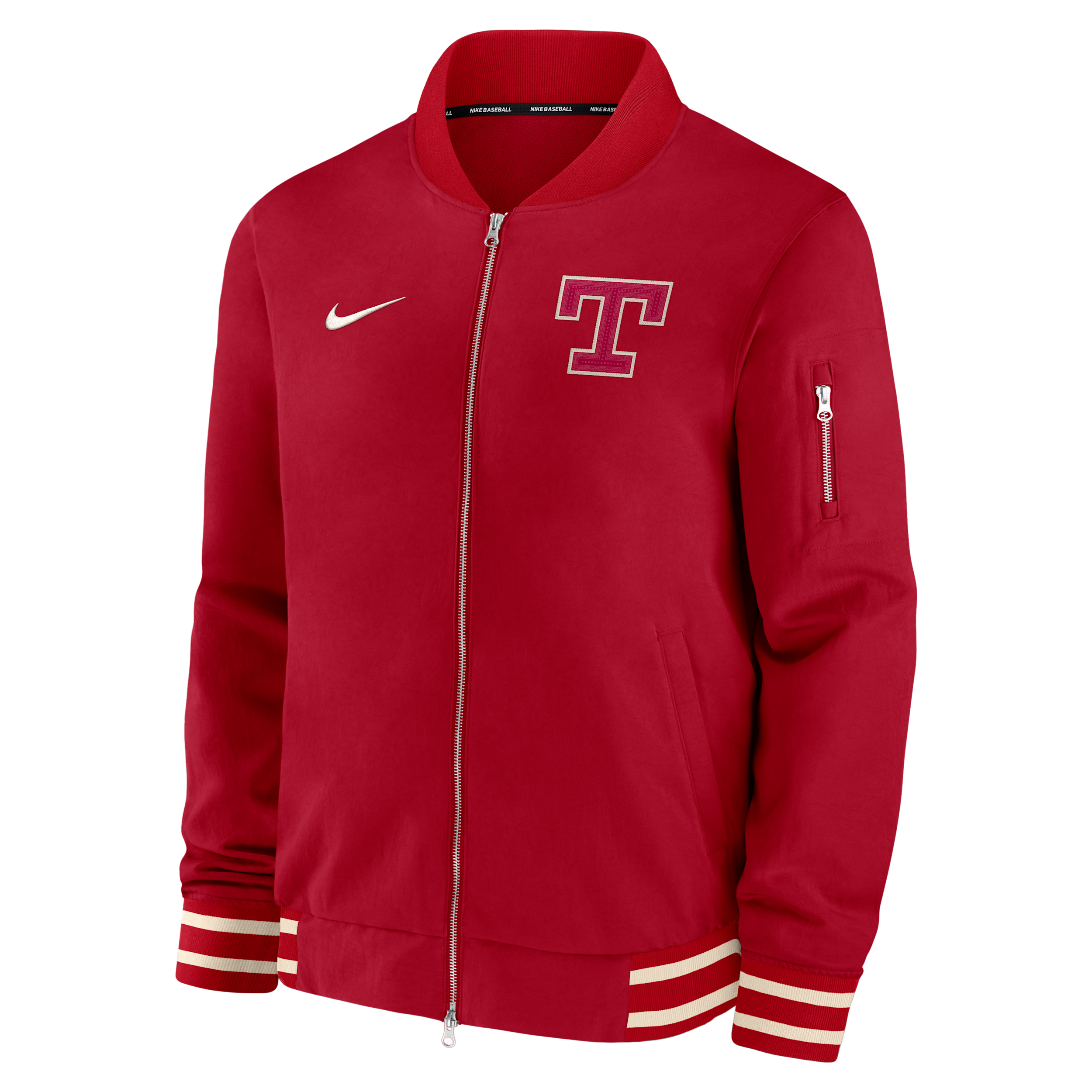 Texas Rangers Authentic Collection City Connect Nike Men's MLB Full-Zip Bomber Jacket in Red | 02F303M4TER-TRY