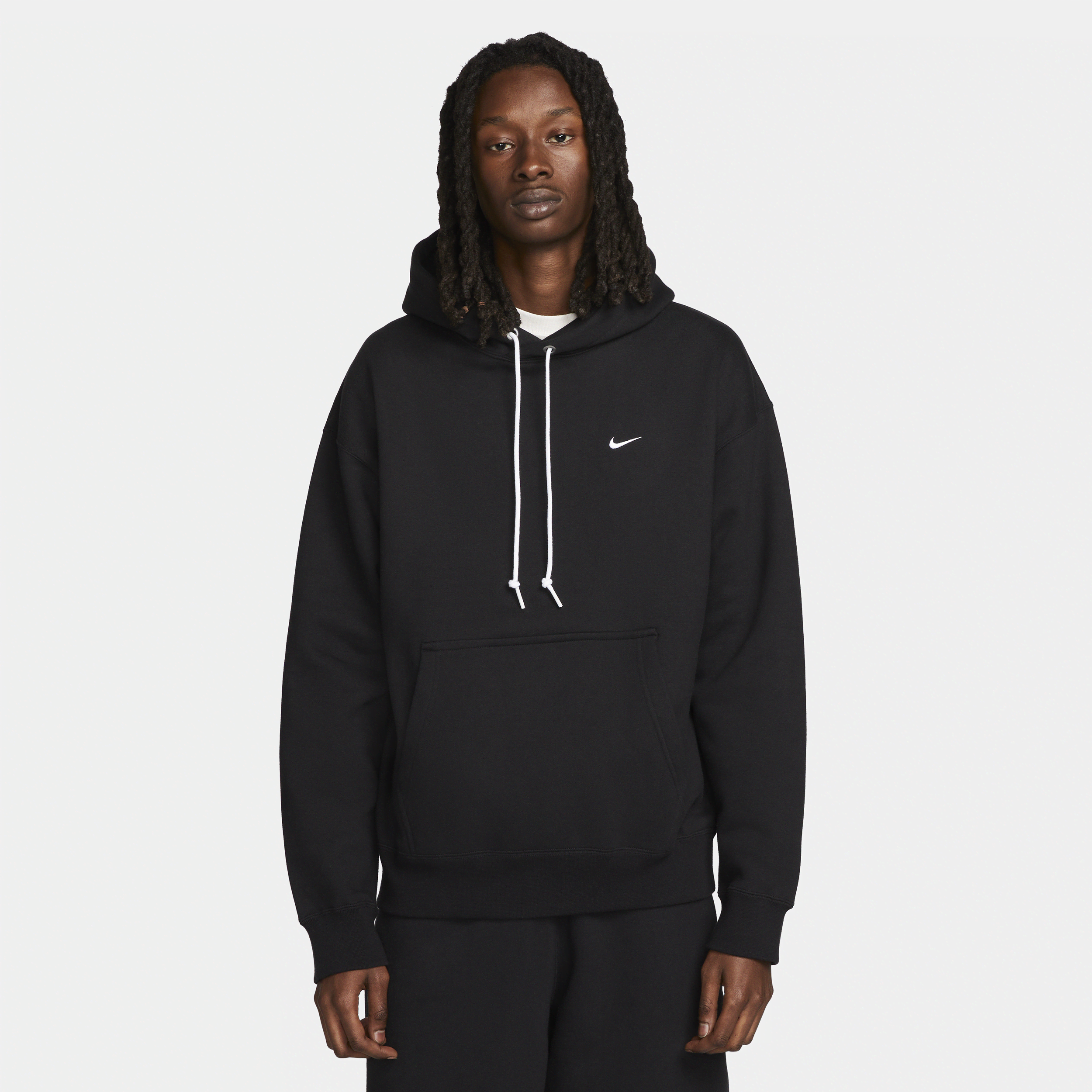 Shop Nike Men's Solo Swoosh Fleece Pullover Hoodie In Black
