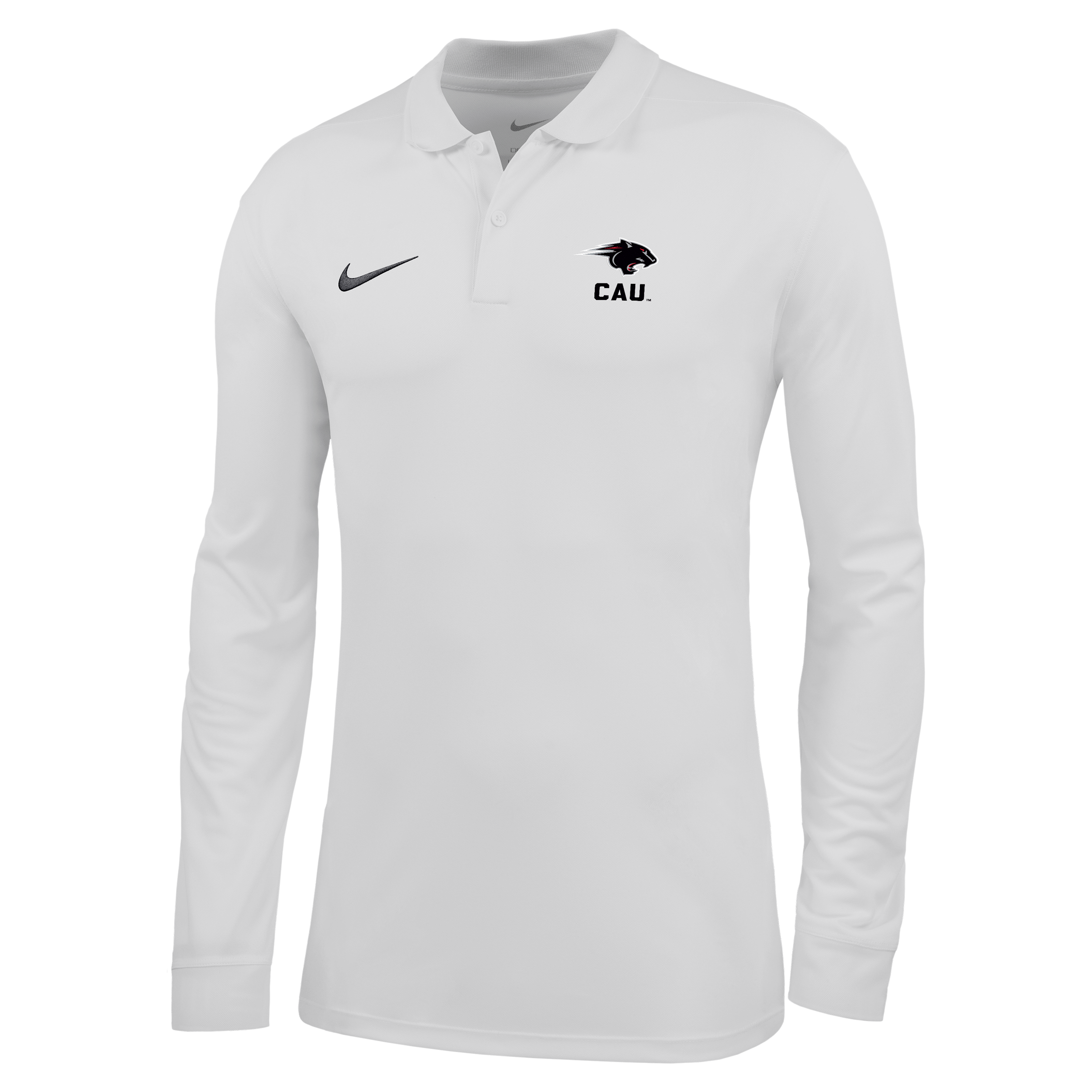 Nike Men's College (Clark Atlanta University) Dri-FIT Long-Sleeve Polo in White | ZM04PYCLAU26-WHT