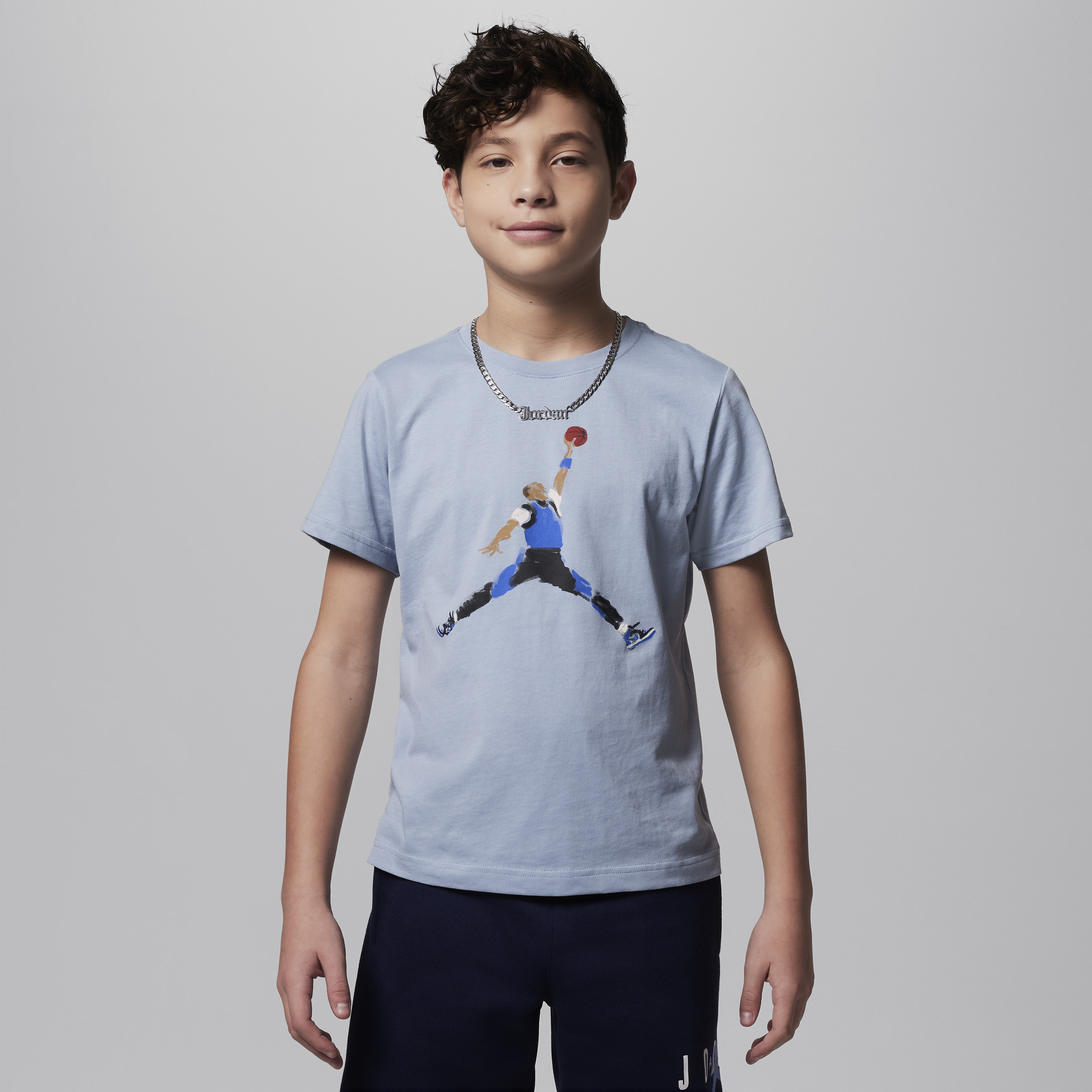 Shop Jordan Watercolor Jumpman Big Kids' Graphic T-shirt In Blue
