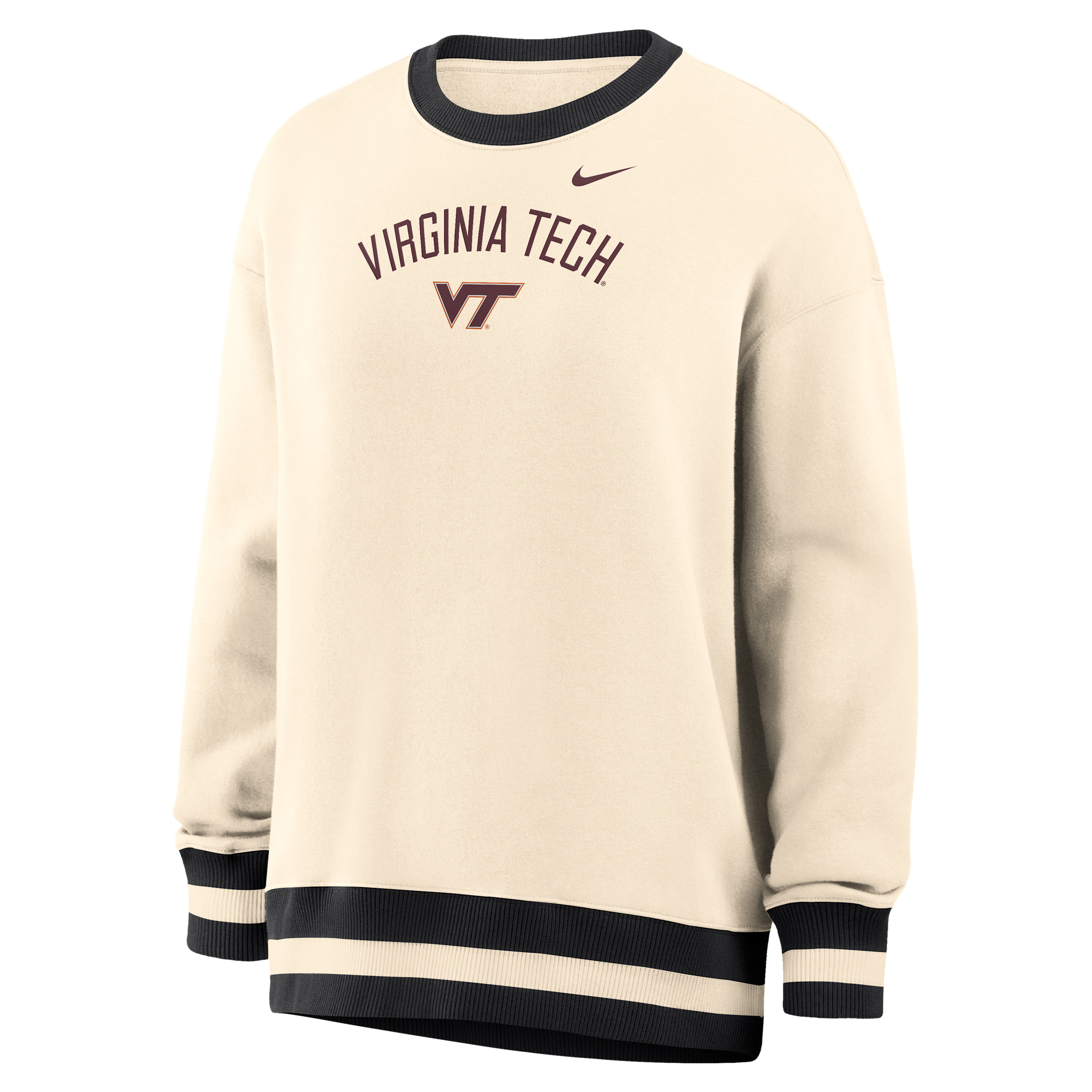 Nike Women's Phoenix (Virginia Tech) Oversized Crew-Neck Sweatshirt in Brown | IV9428-120