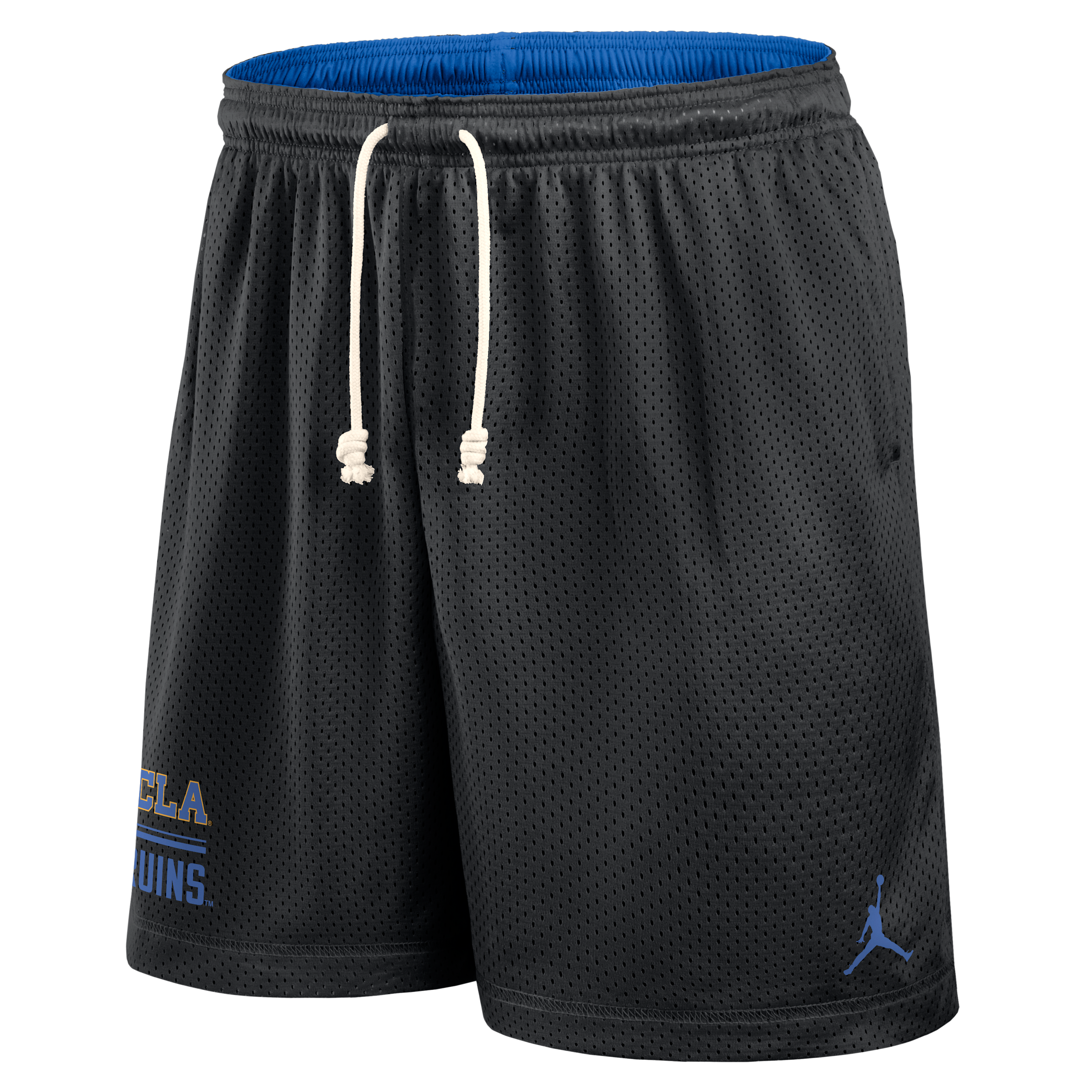 Men's UCLA Courtside Jordan Brand Dri-FIT College Reversible Shorts in Black | 0JBF08DRUCL-11C